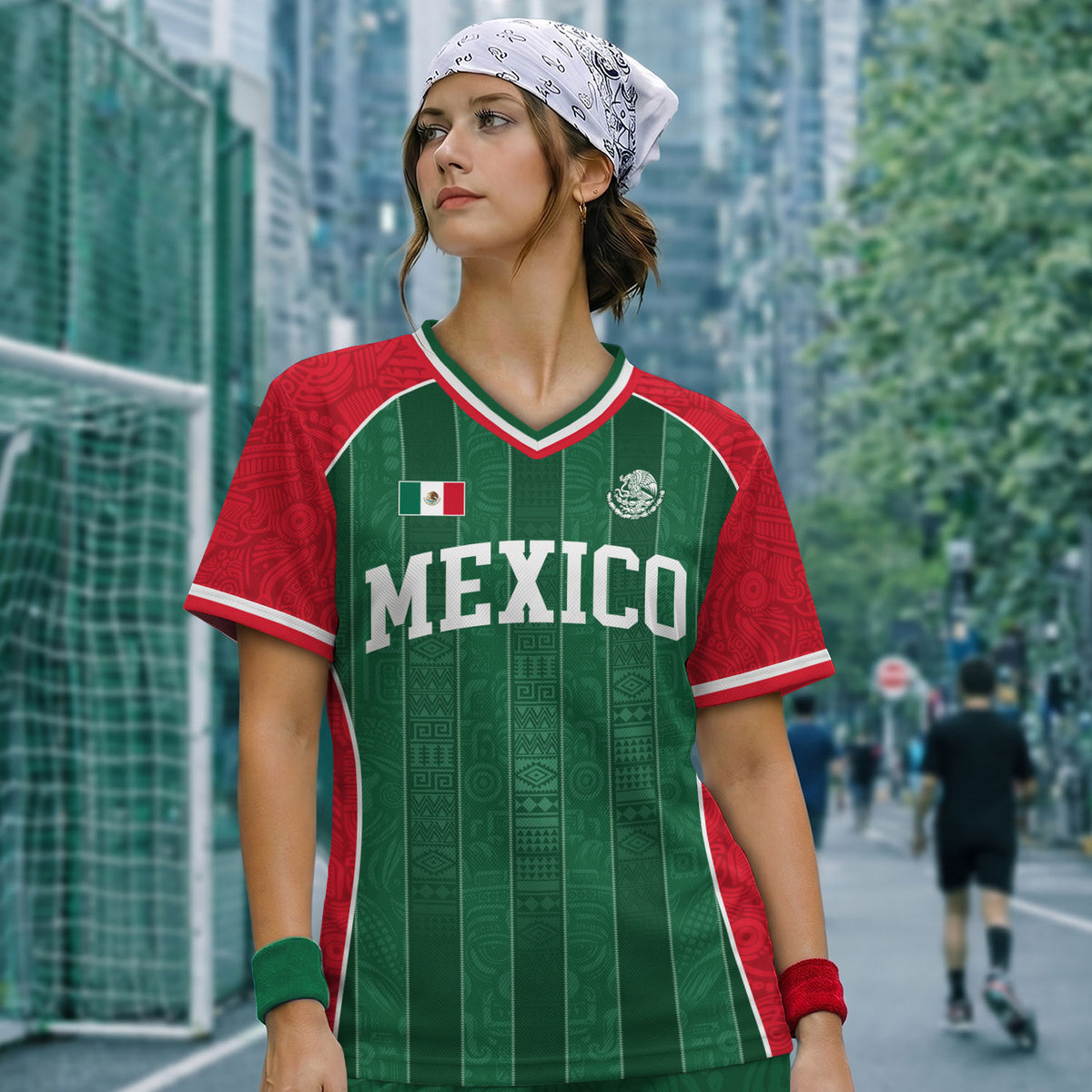 Mexico Soccer Jersey Unisex V Neck Shirt Traditional Mexican Football Fan Apparel