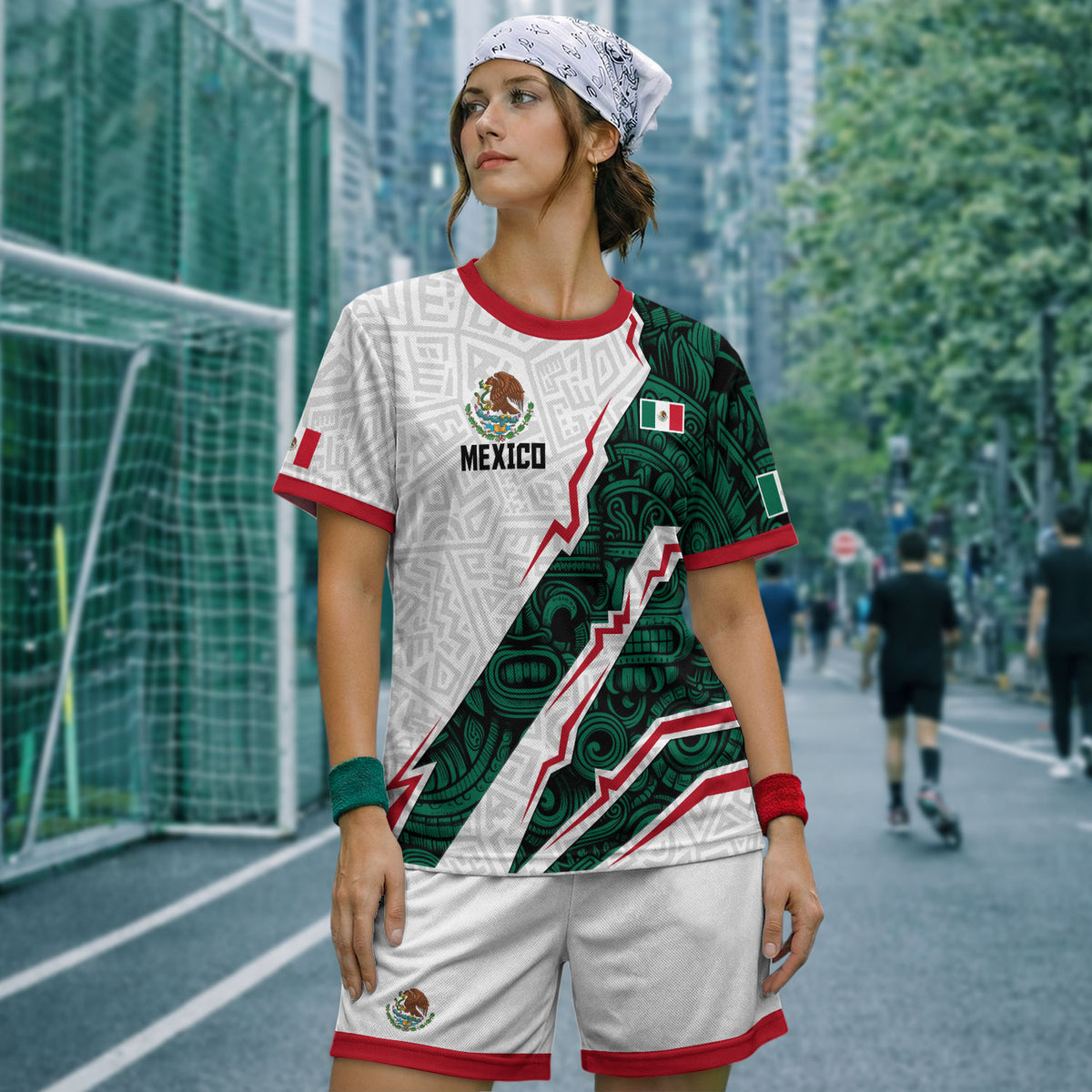 Mexico White Aztec Eagle Design Soccer Jersey For Men, For Women