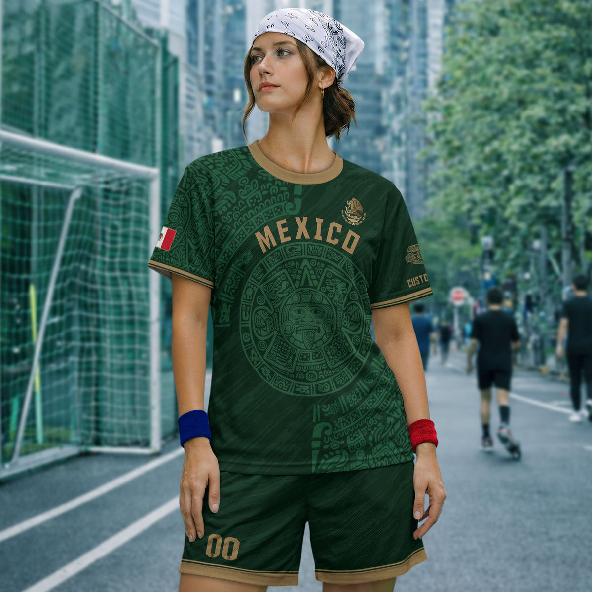 Camiseta de fútbol de México personalizada Calendario Azteca Edición Verde