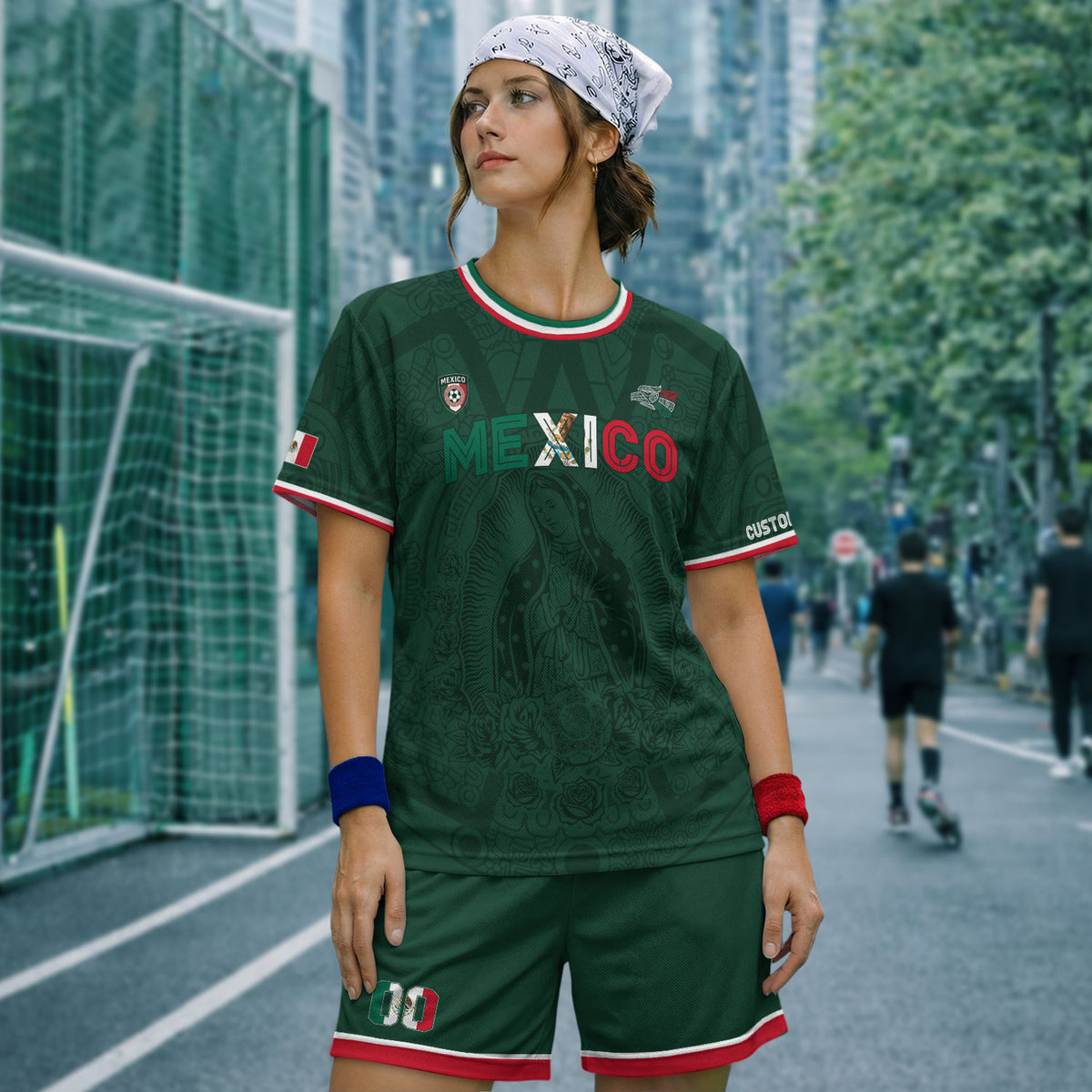 Custom Mexico Green Virgin of Guadalupe Soccer Jersey