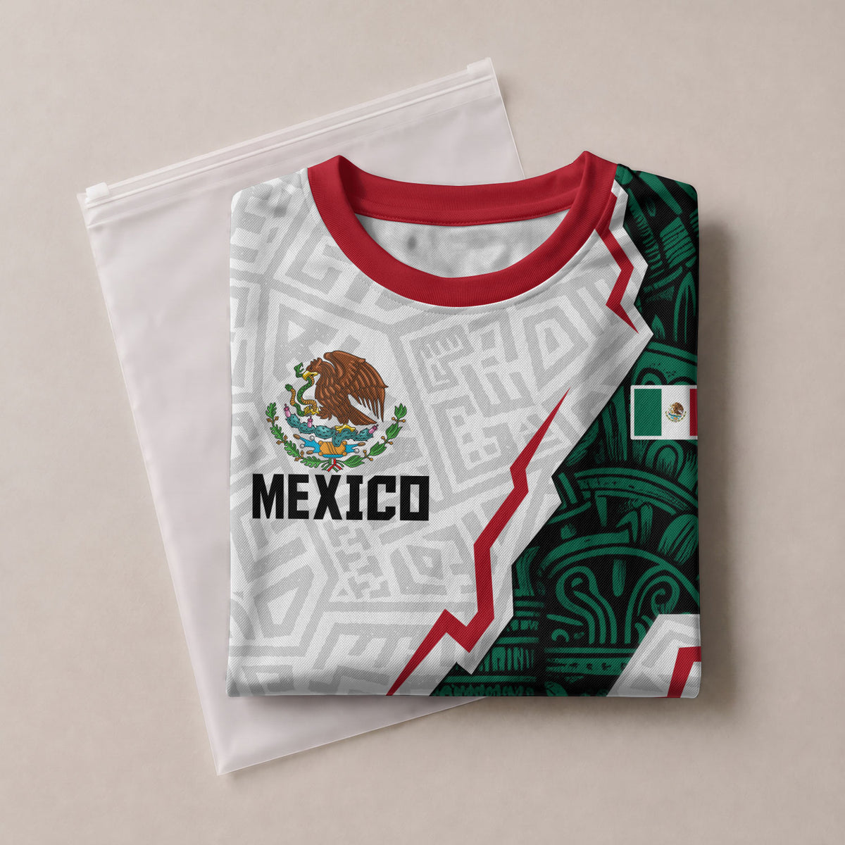 Mexico White Aztec Eagle Design Soccer Jersey