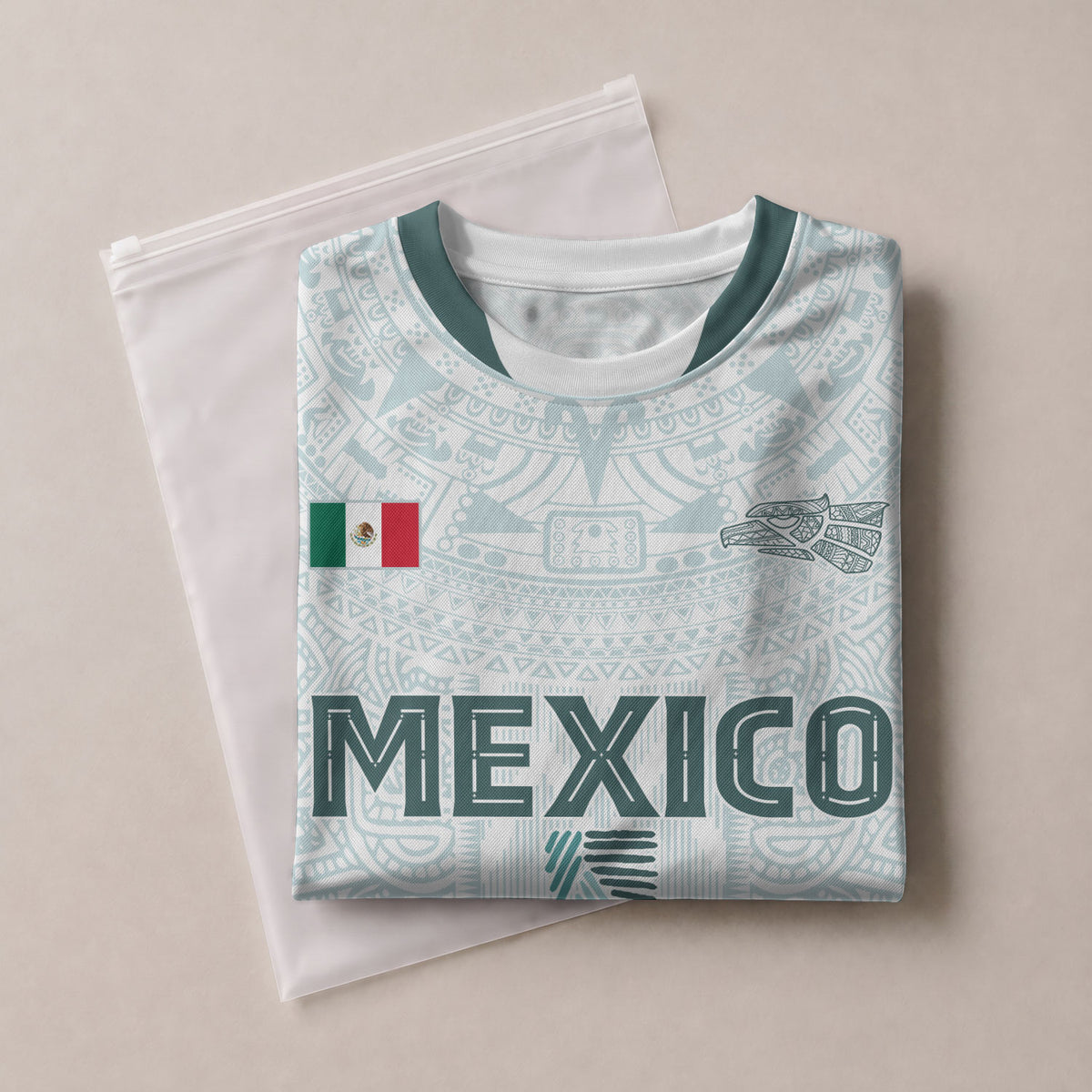 Custom Mexico White Aztec Calendar Design Soccer Jersey
