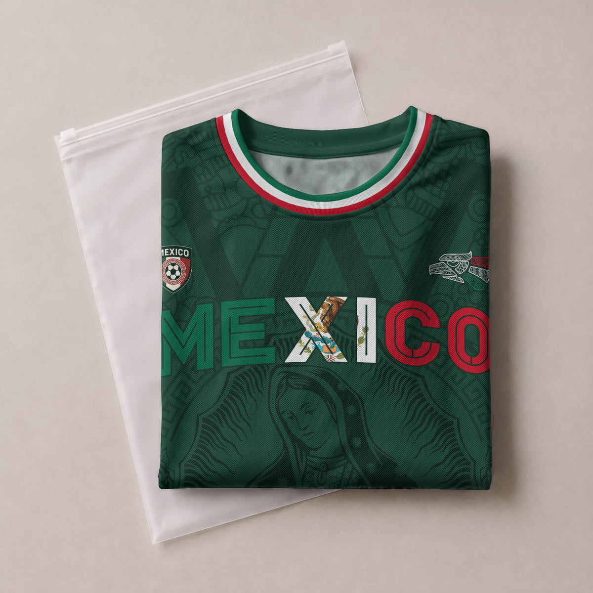 Custom Mexico Green Virgin of Guadalupe Soccer Jersey