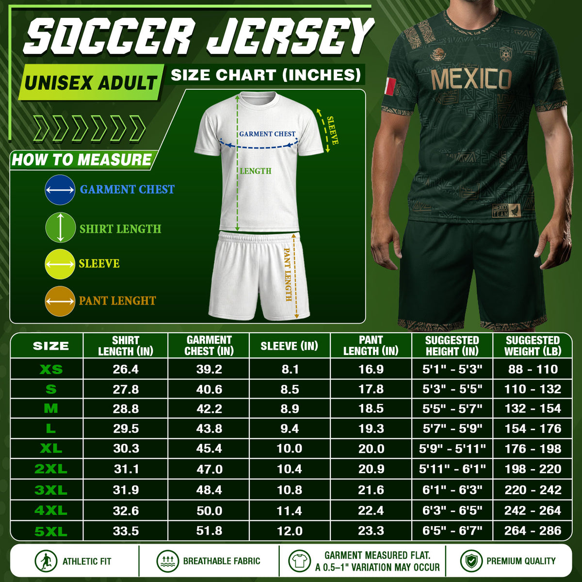 Camiseta de fútbol México Verde Oro Azteca Heritage