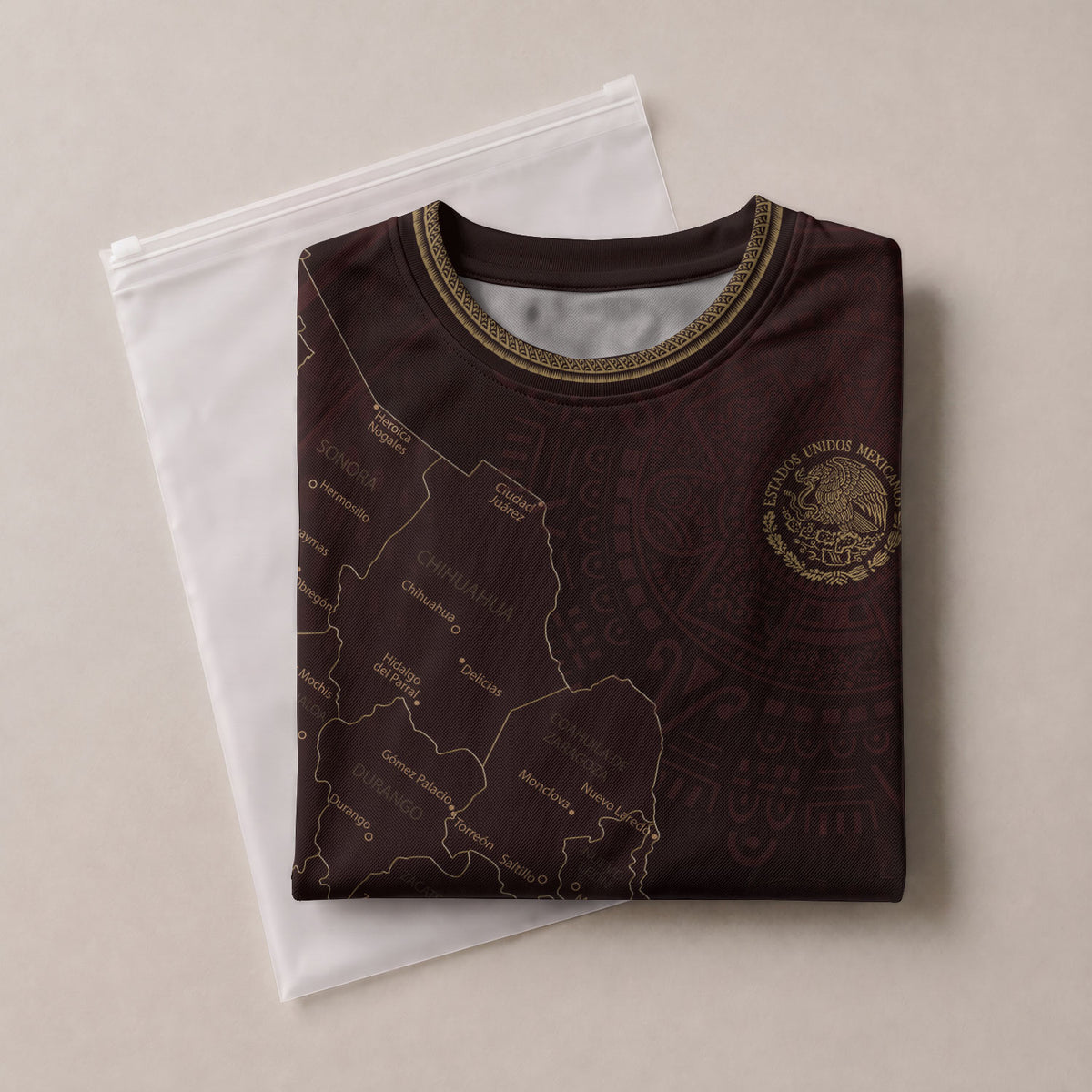 Mexico Burgundy Map Design Aztec Heritage Pride Soccer Jersey
