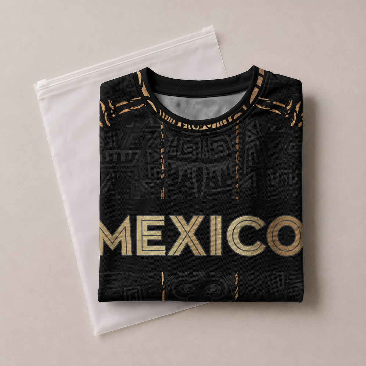 Camiseta de fútbol premium con emblema de águila azteca verde y dorado de México