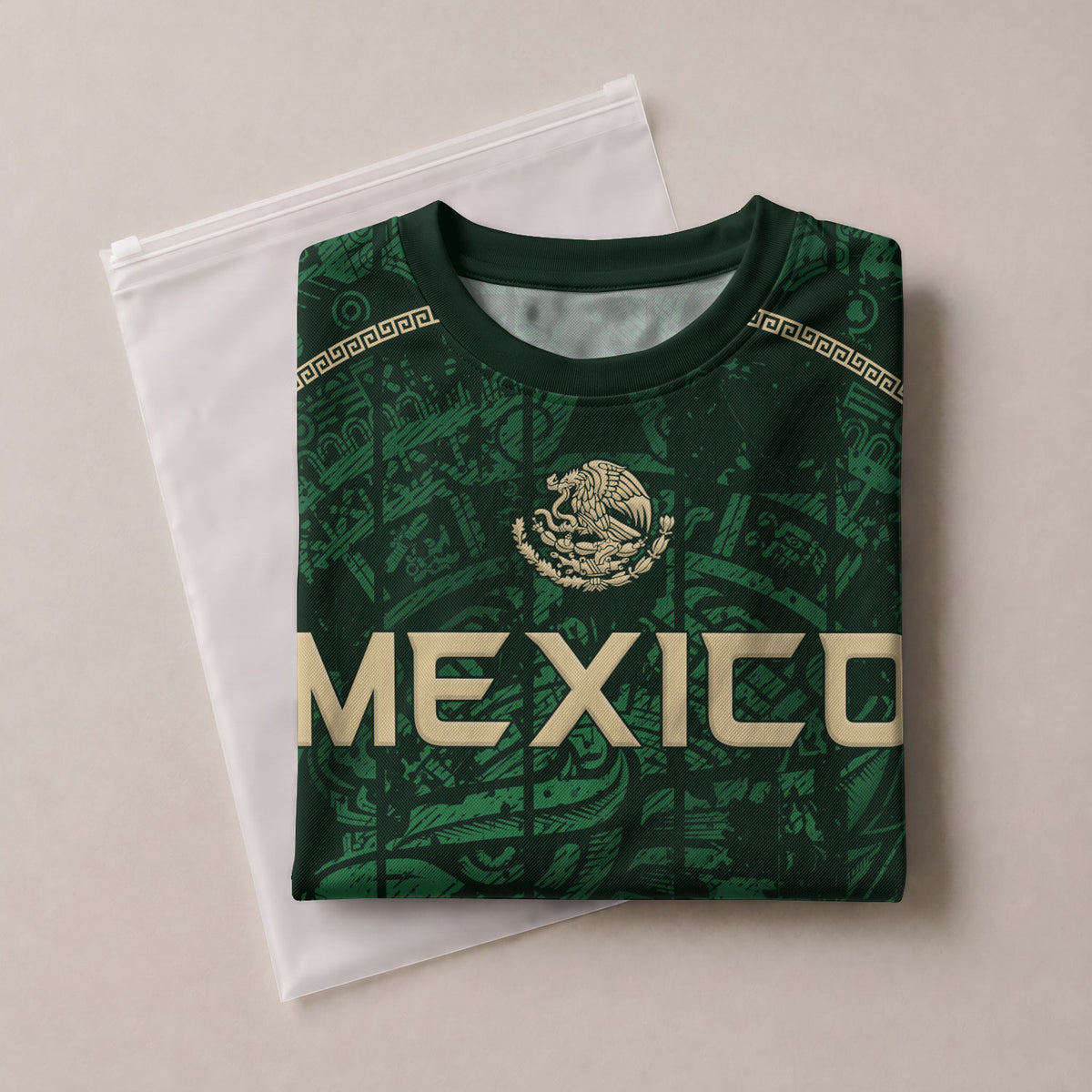 Mexico Soccer Jersey Green Eagle Crest - Aztec Sun Stone Heritage Fan Football Men Shirt