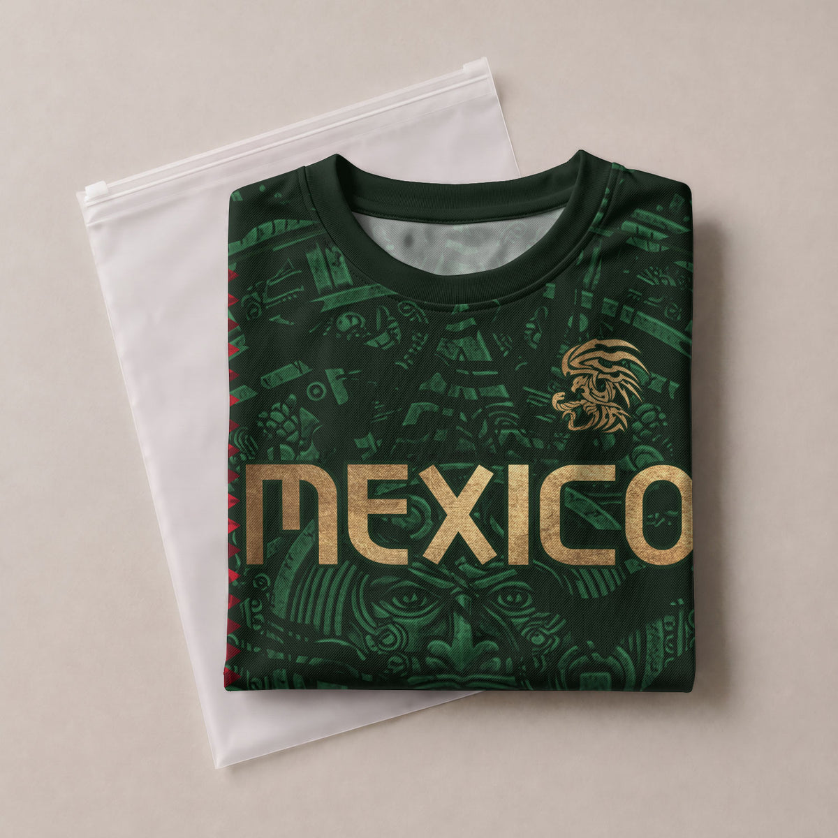 Mexico Soccer Jersey Green Gold Aztec Sun Stone - Mexico National Team Fan Heritage Shirt