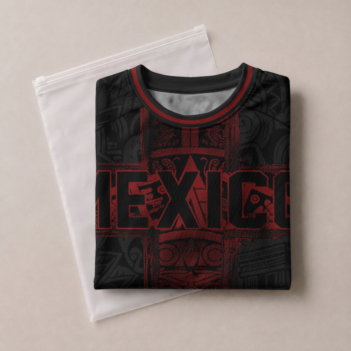 Mexico Soccer Jersey Men Black Red Aztec Cross Warrior Mexican Football Shirt
