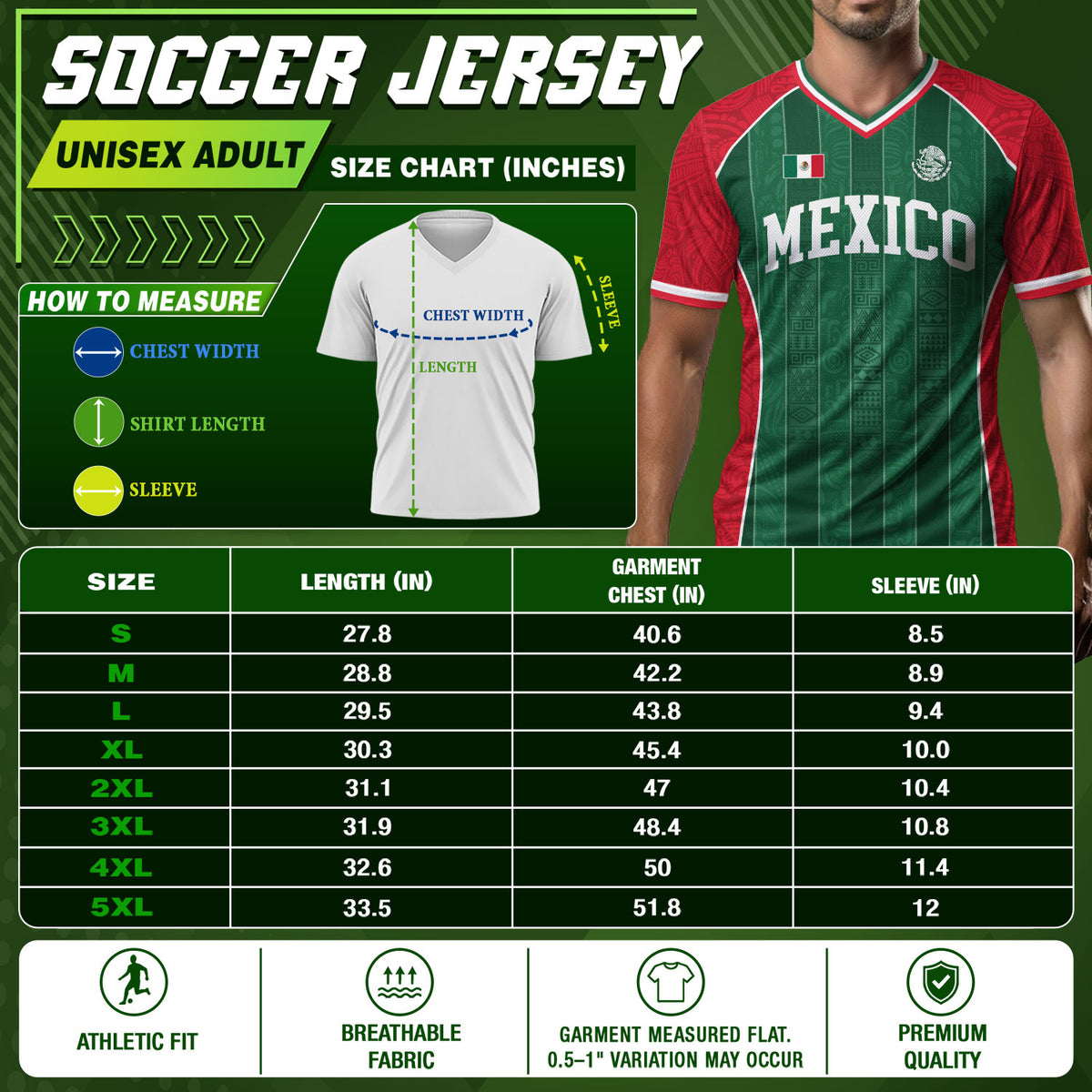 Mexico Soccer Jersey Unisex V Neck Shirt Traditional Mexican Football Fan Apparel