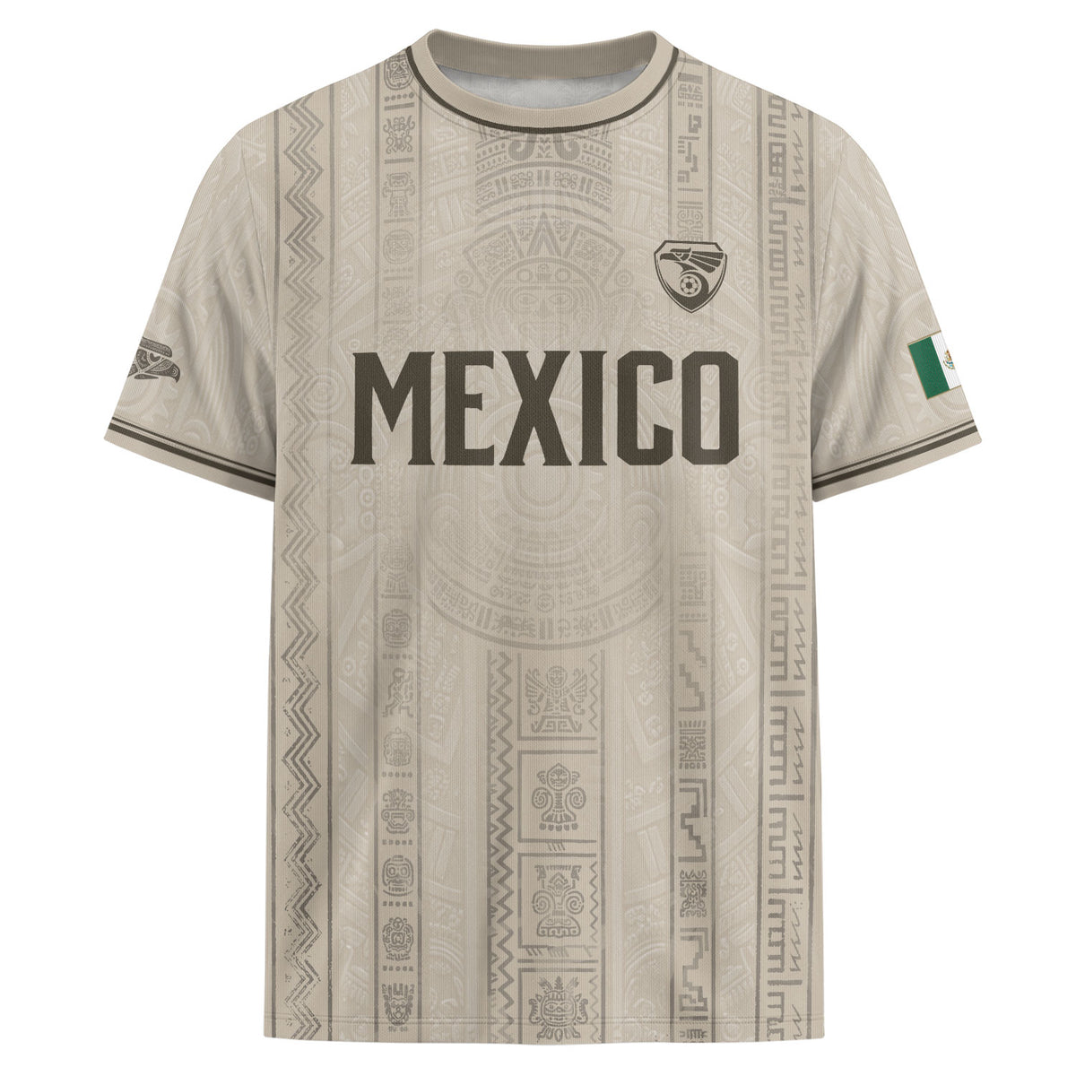 Mexico Soccer Jersey Men White Aztec Pattern Football Shirt Classic Fan Apparel