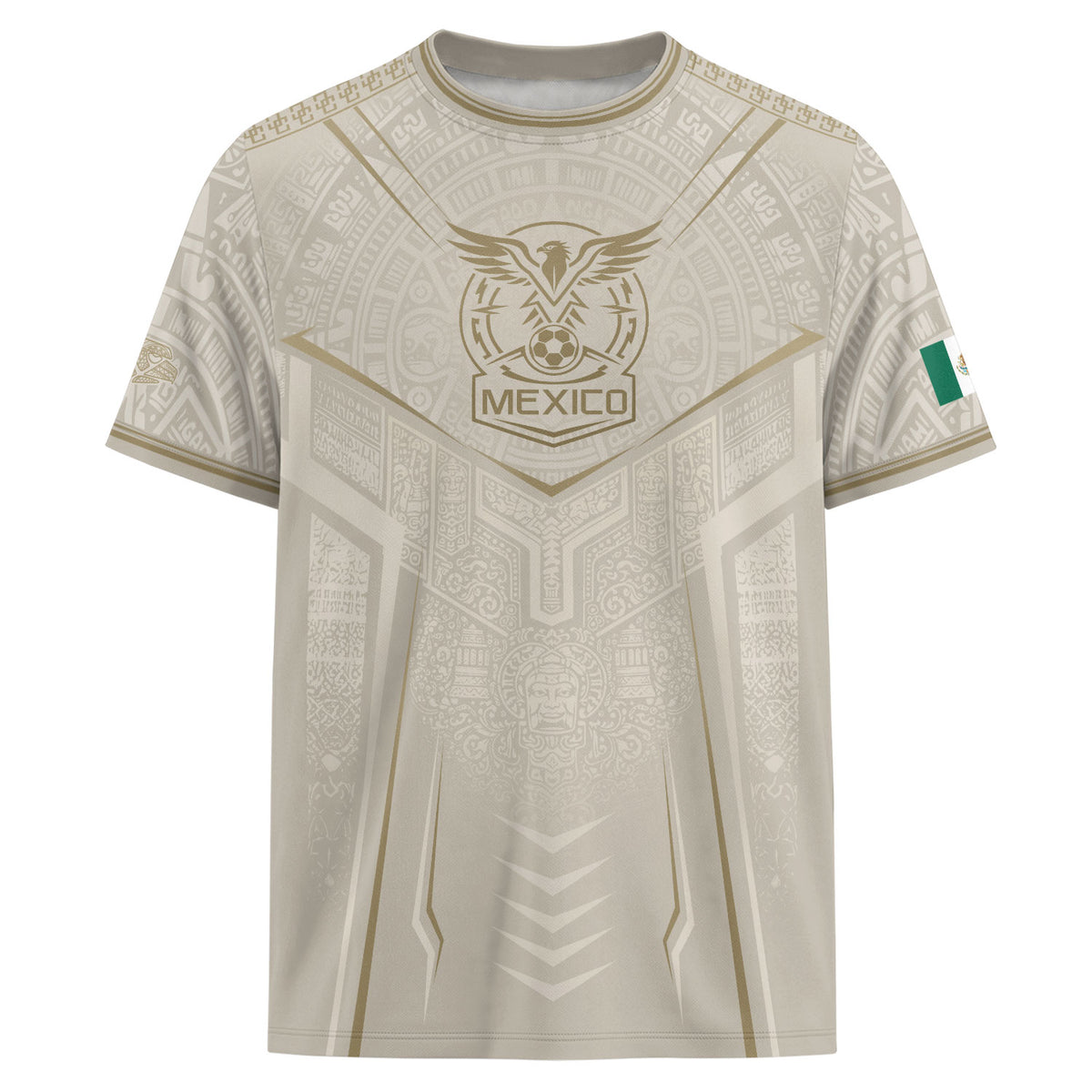 Mexico Soccer Jersey Aztec Eagle Heritage Football Men Shirt Mexico Fan Tee Beige