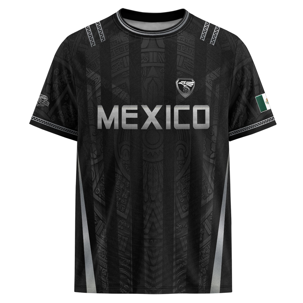 Mexico Soccer Jersey Men Black Aztec Eagle Crest Mexican Football Shirt