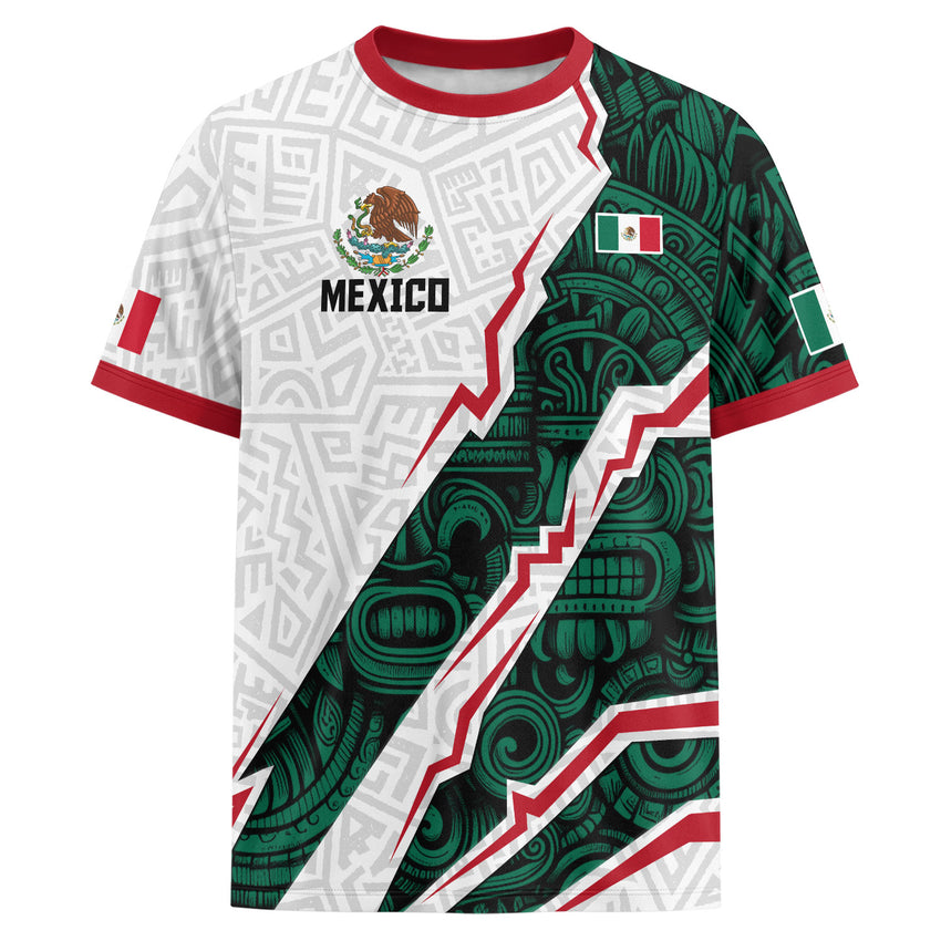 Camiseta de fútbol con diseño de águila azteca blanca de México