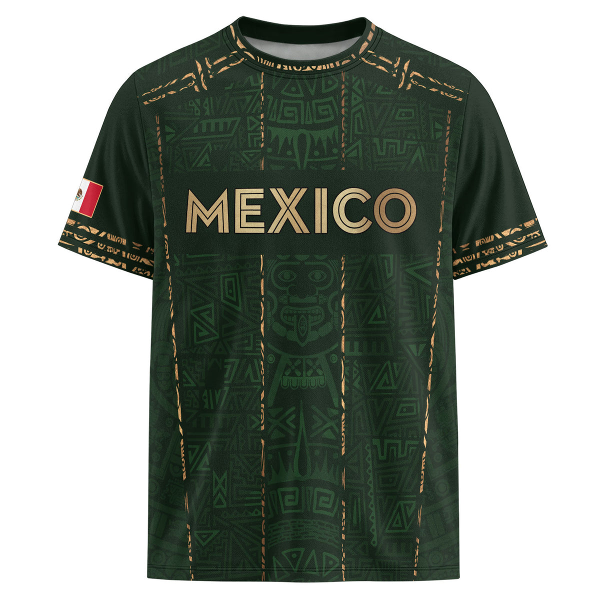 Mexico Soccer Jersey Green Pattern, Stylish Aztec Football Shirt Fans