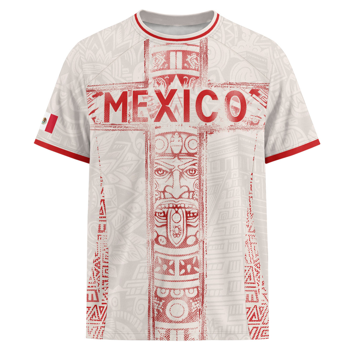 Camiseta de fútbol premium con emblema de águila azteca verde y dorado de México