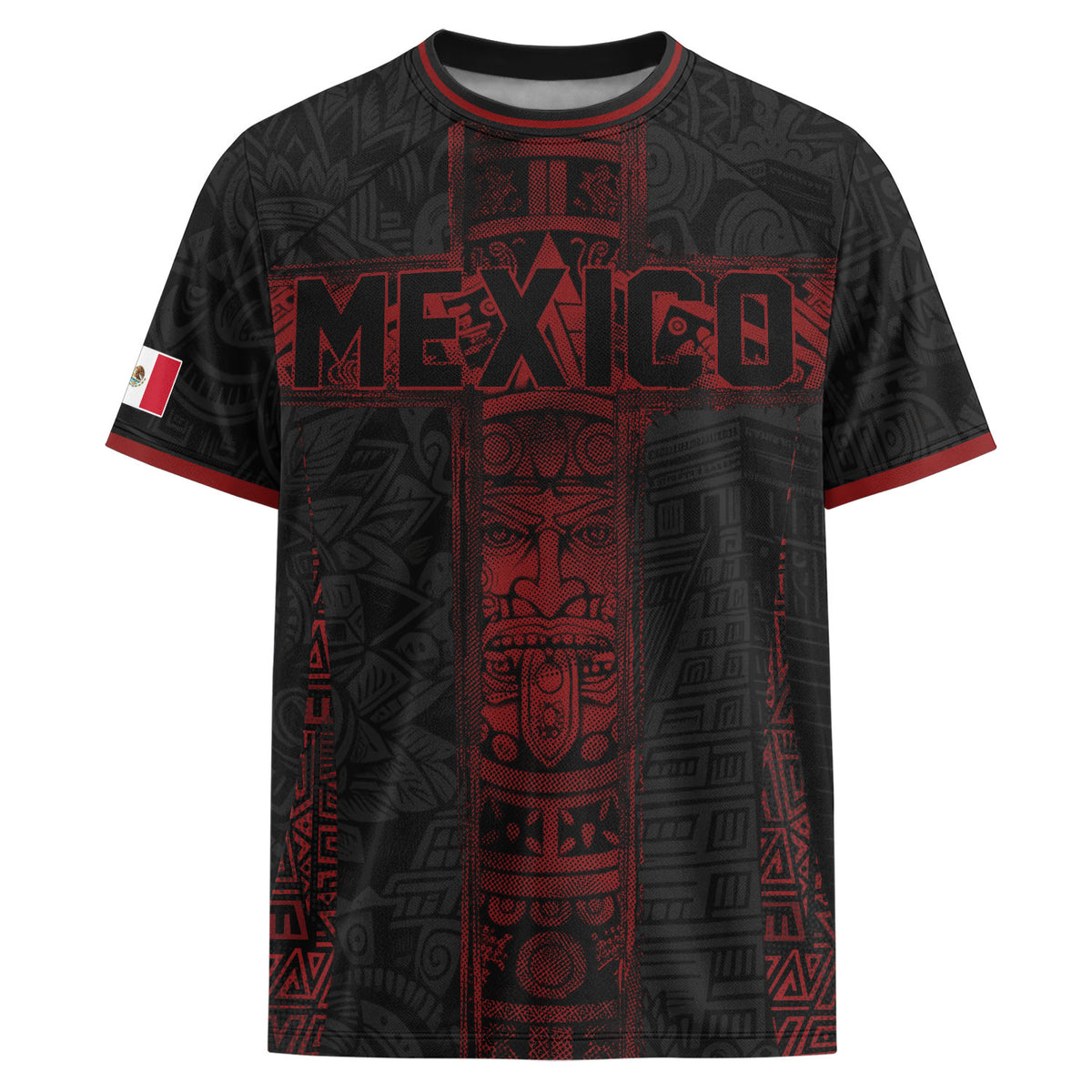 Camiseta de fútbol premium con emblema de águila azteca verde y dorado de México