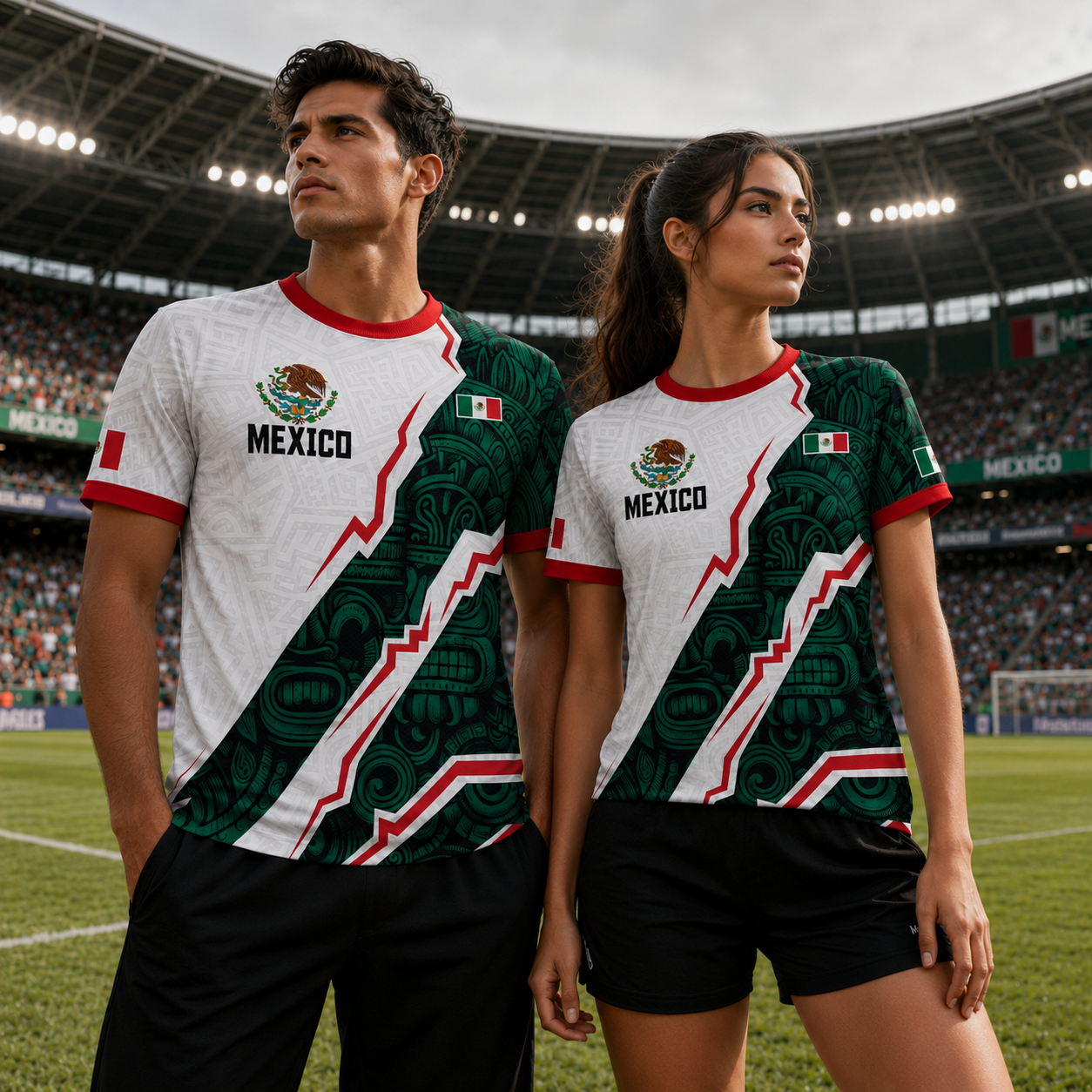 Camiseta de fútbol con diseño de águila azteca blanca de México