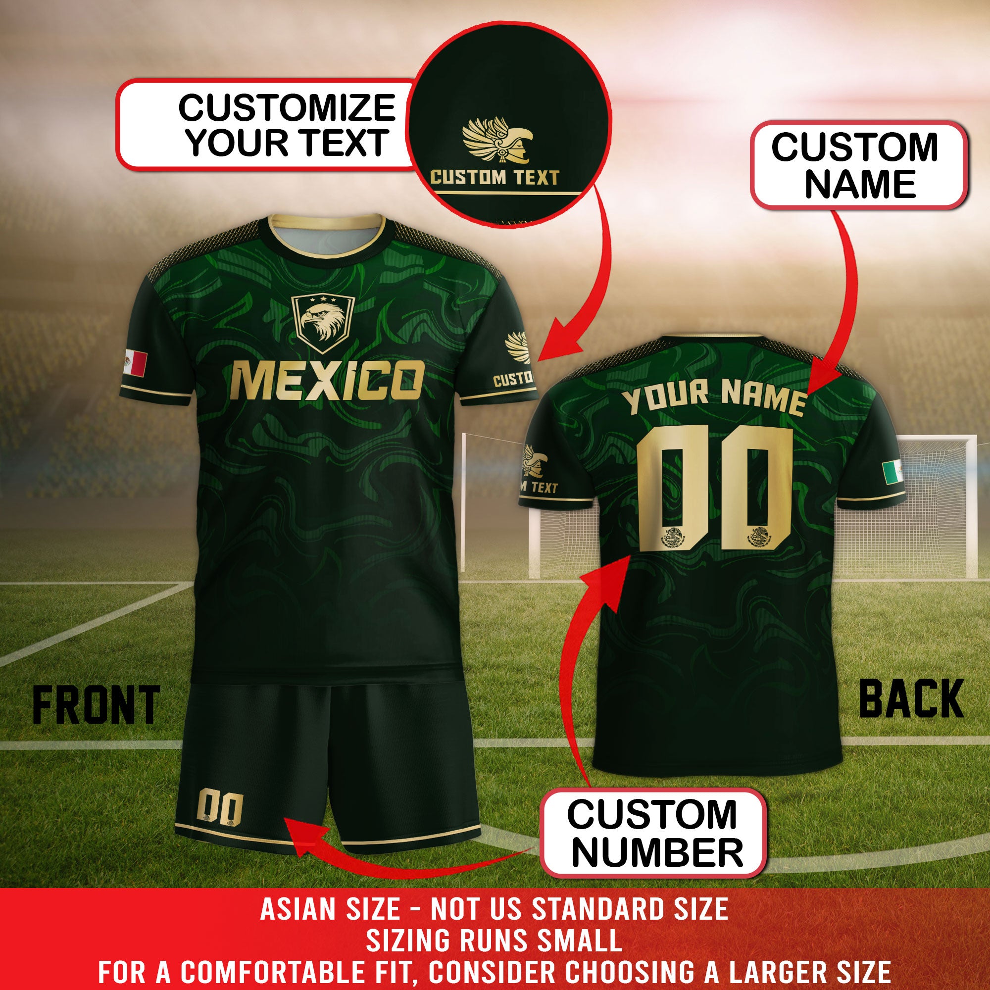 Custom Mexico Green Eagle Soccer Jersey