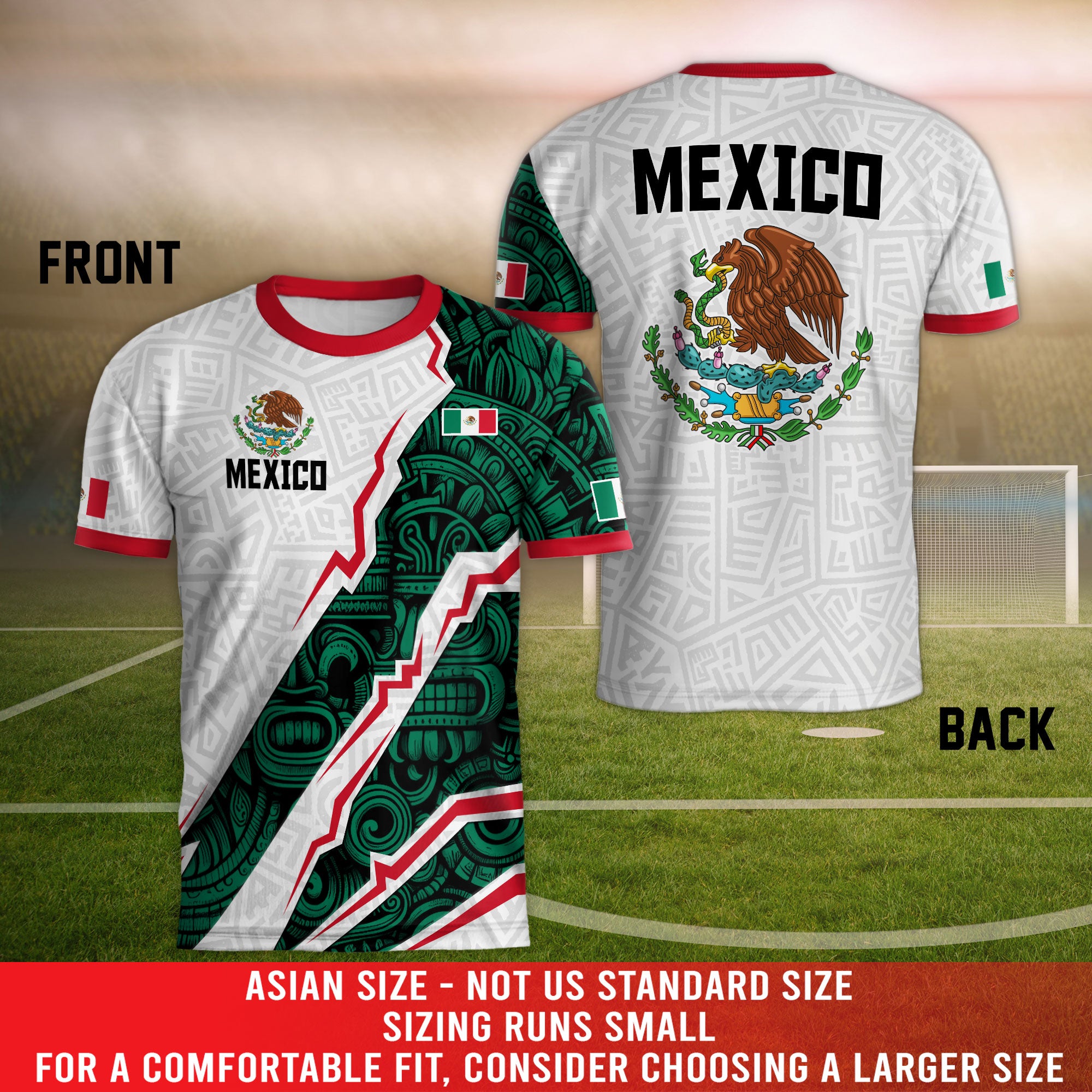 Mexico White Aztec Eagle Design Soccer Jersey