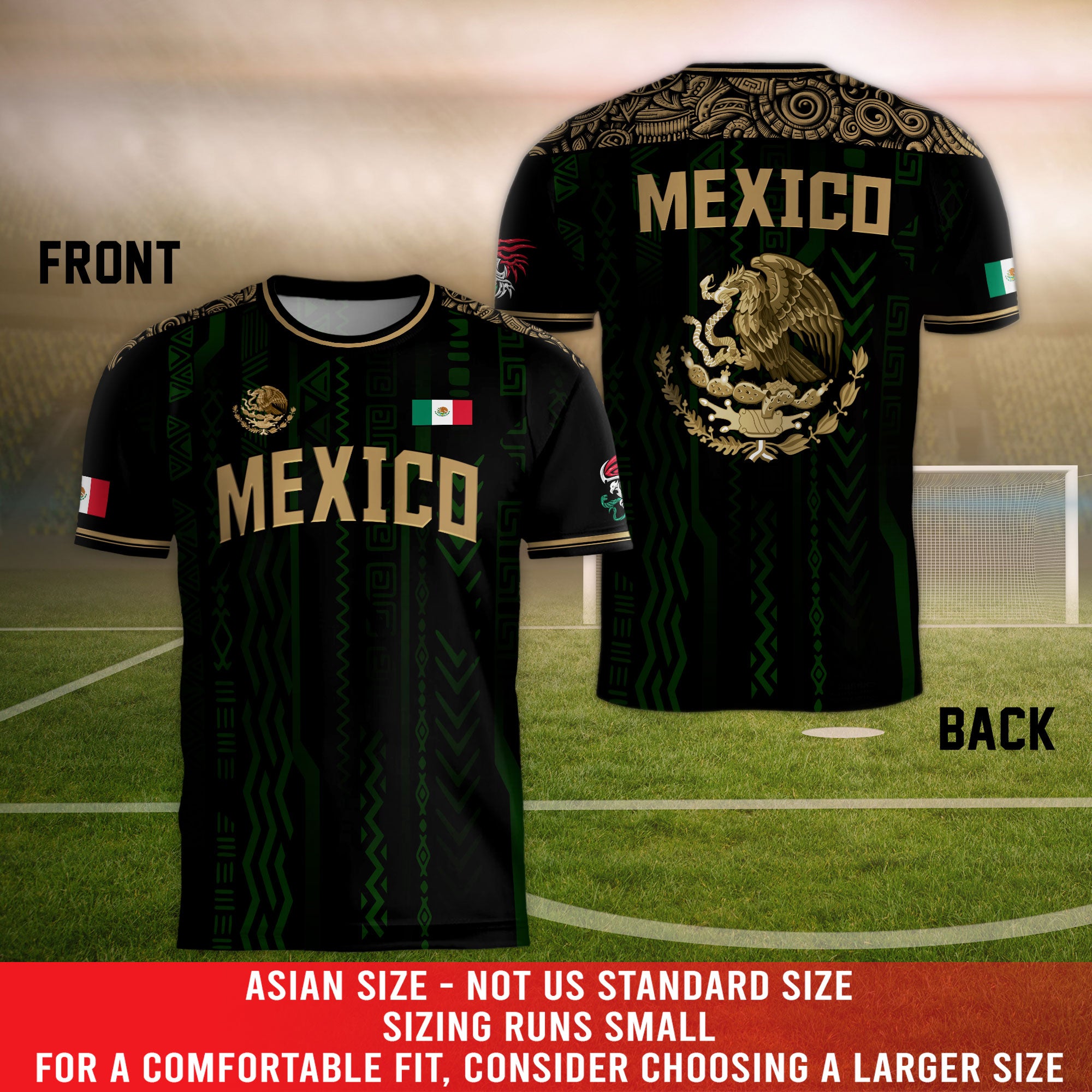 Custom Mexico Soccer Jersey with Name & Number – Aztec Style