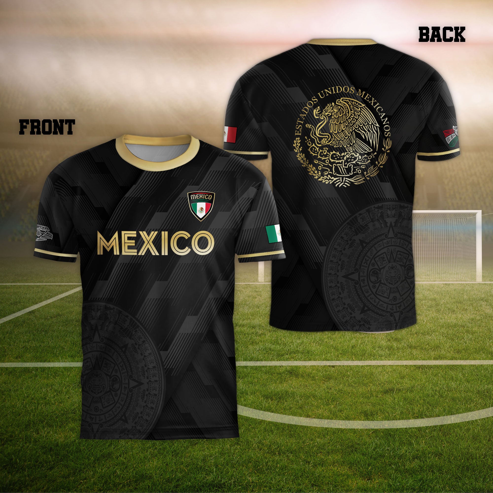 Mexico Soccer Jersey Black Style with Subtle Aztec Design