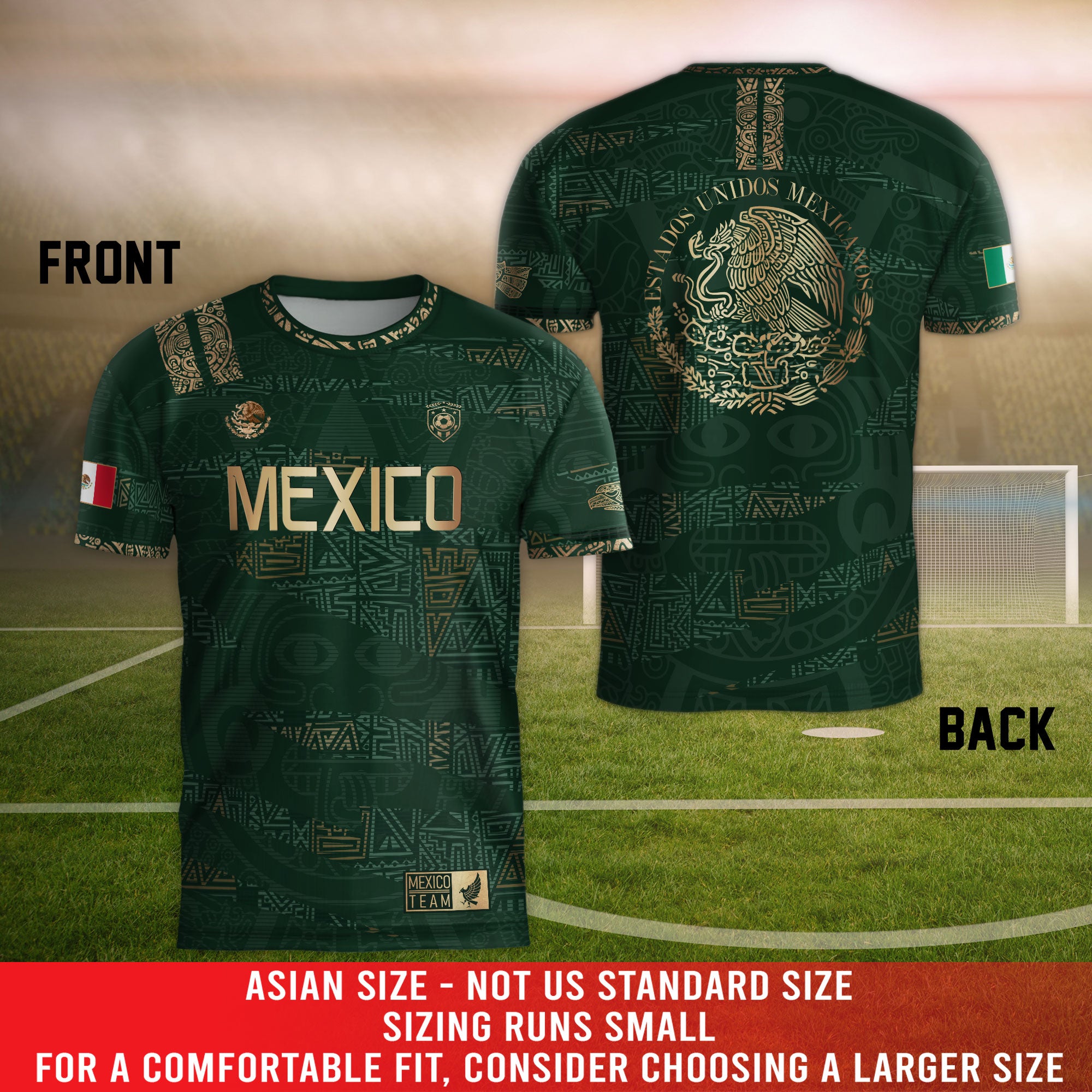 Mexico Green Gold Aztec Heritage Soccer Jersey