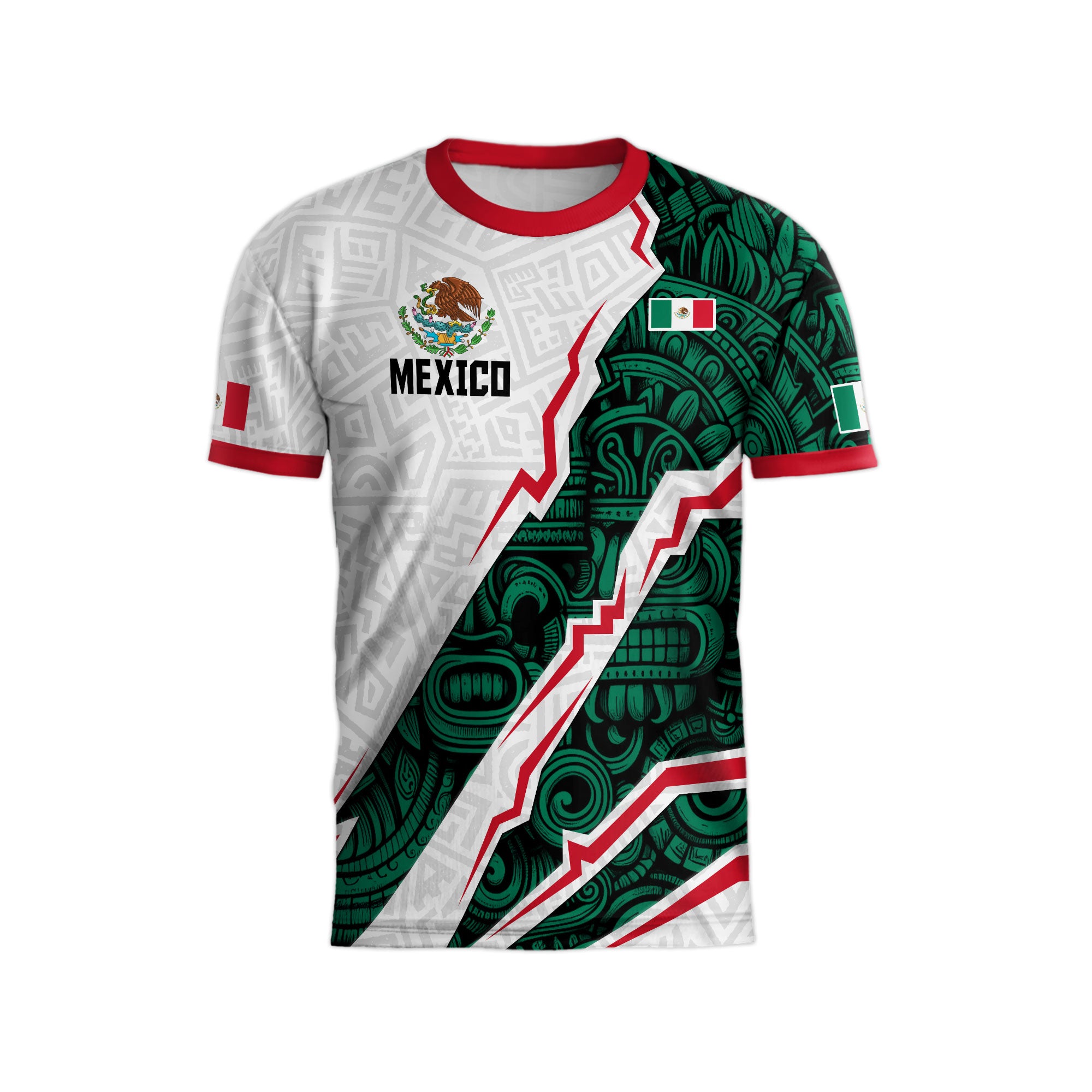 Mexico White Aztec Eagle Design Soccer Jersey