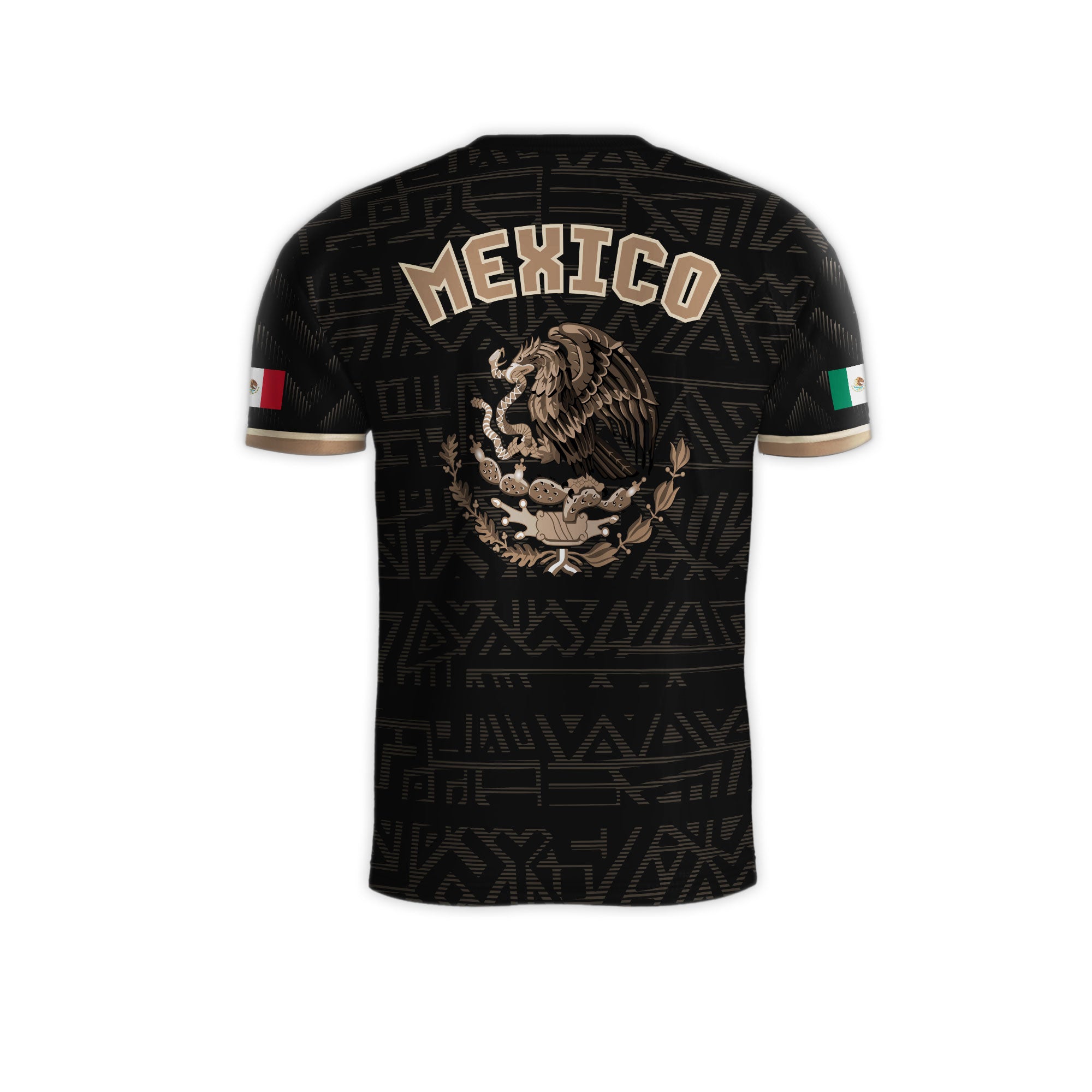 Mexico Soccer Jersey Black Gold Eagle Serpent Design