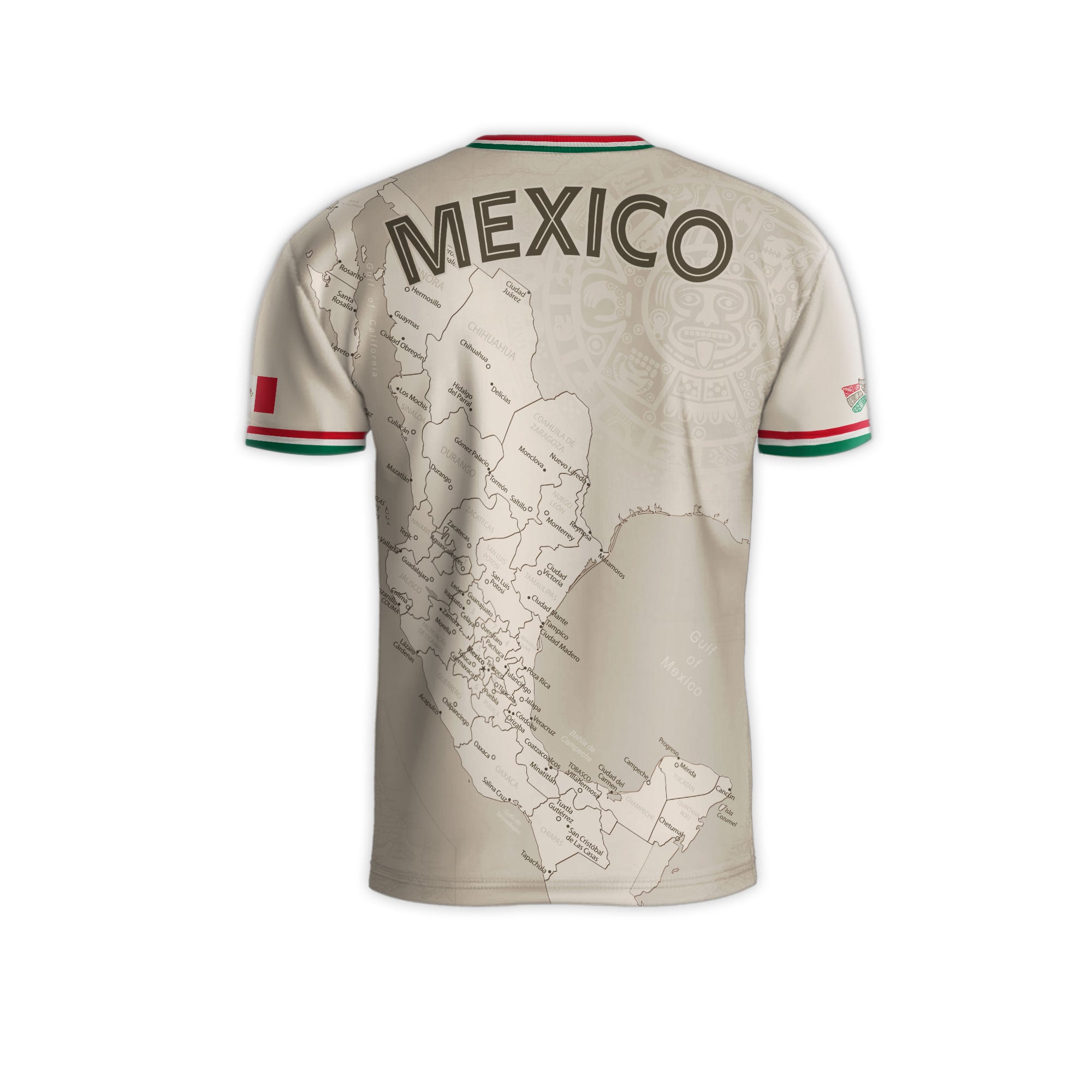 Beige Mexico Soccer Jersey with Map Inspired Design