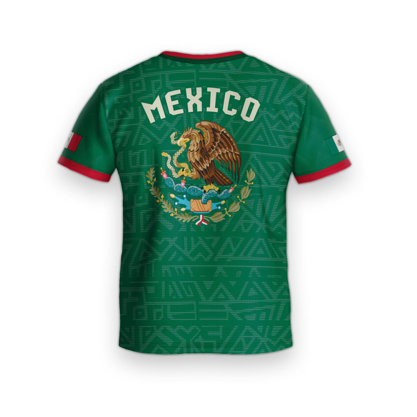 Mexico Kids Soccer Jersey Set Green Aztec Eagle Serpent Design