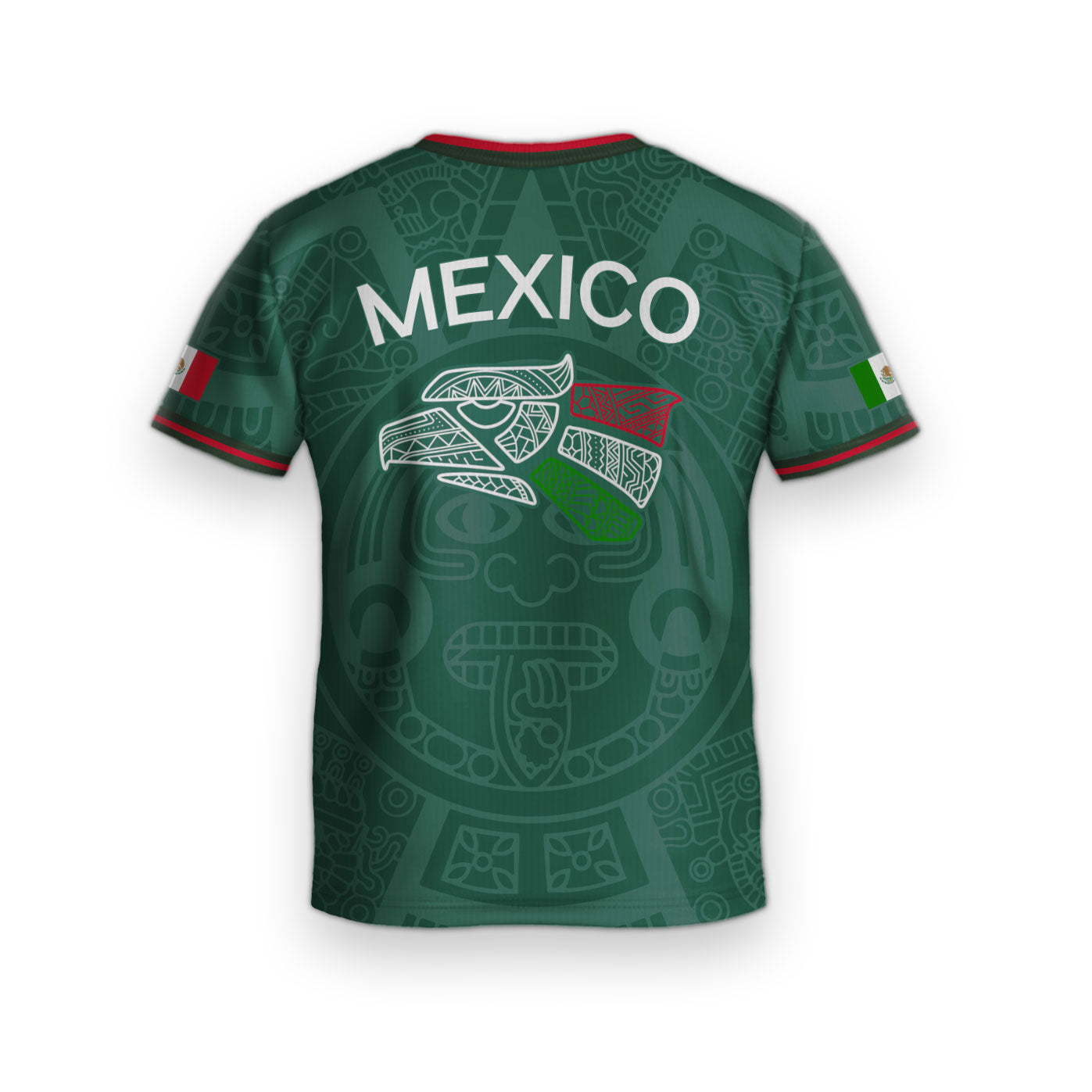 Mexico Kids Green Flag Colors Aztec Pattern Design Soccer Jersey