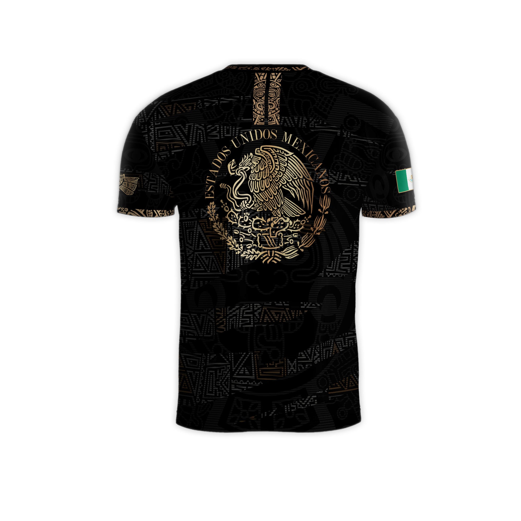 Mexico Black Gold Aztec Pattern Soccer Jersey