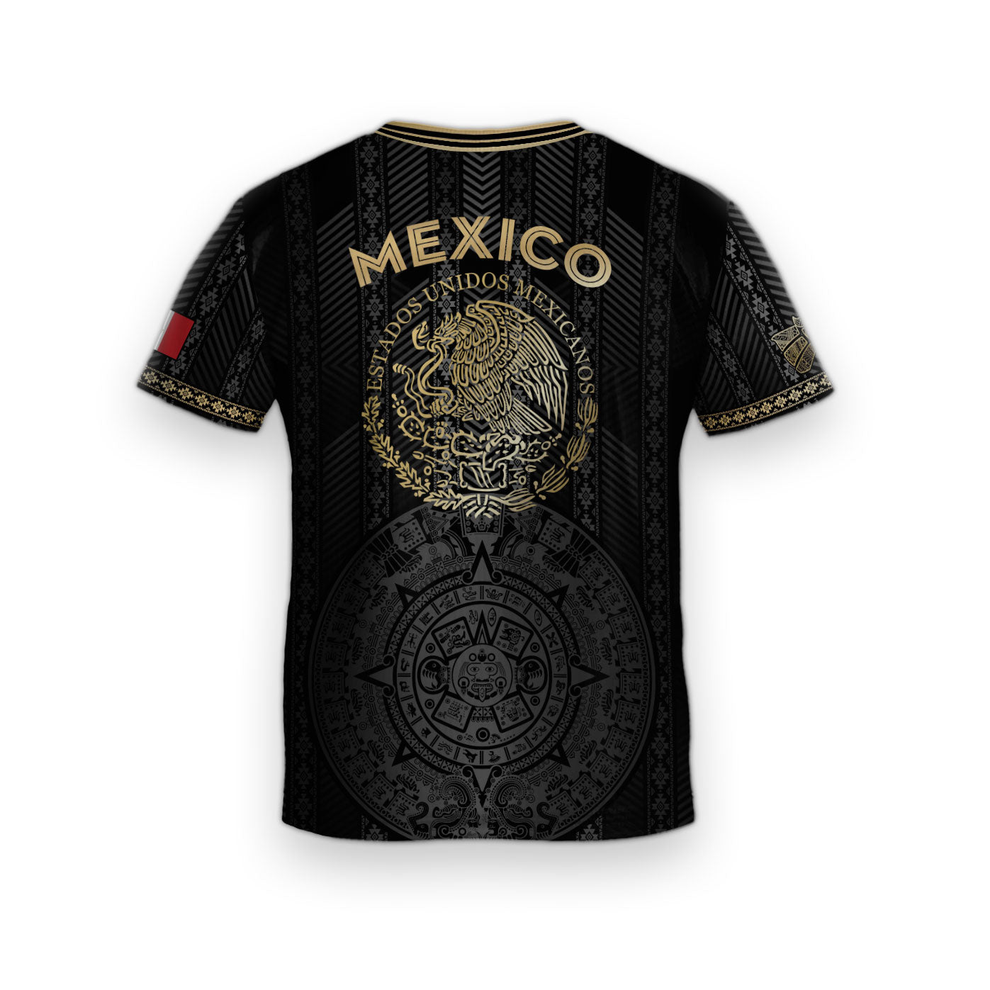 Mexico Kids Black Gold Aztec Calendar Design Soccer Jersey