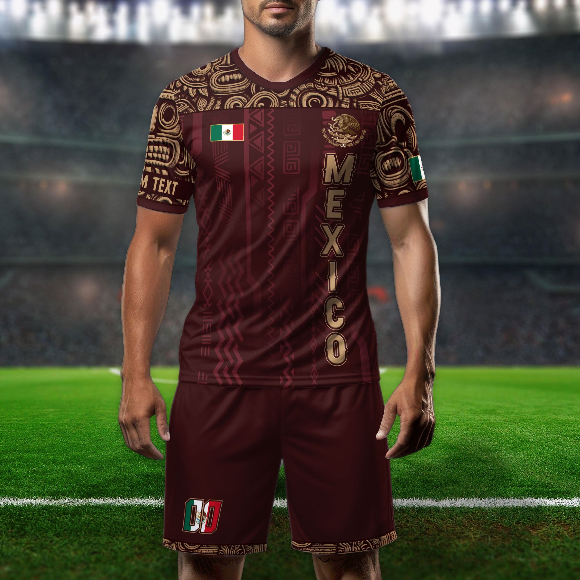 Custom Mexico Kids Soccer Jersey – Red Aztec Warrior Style