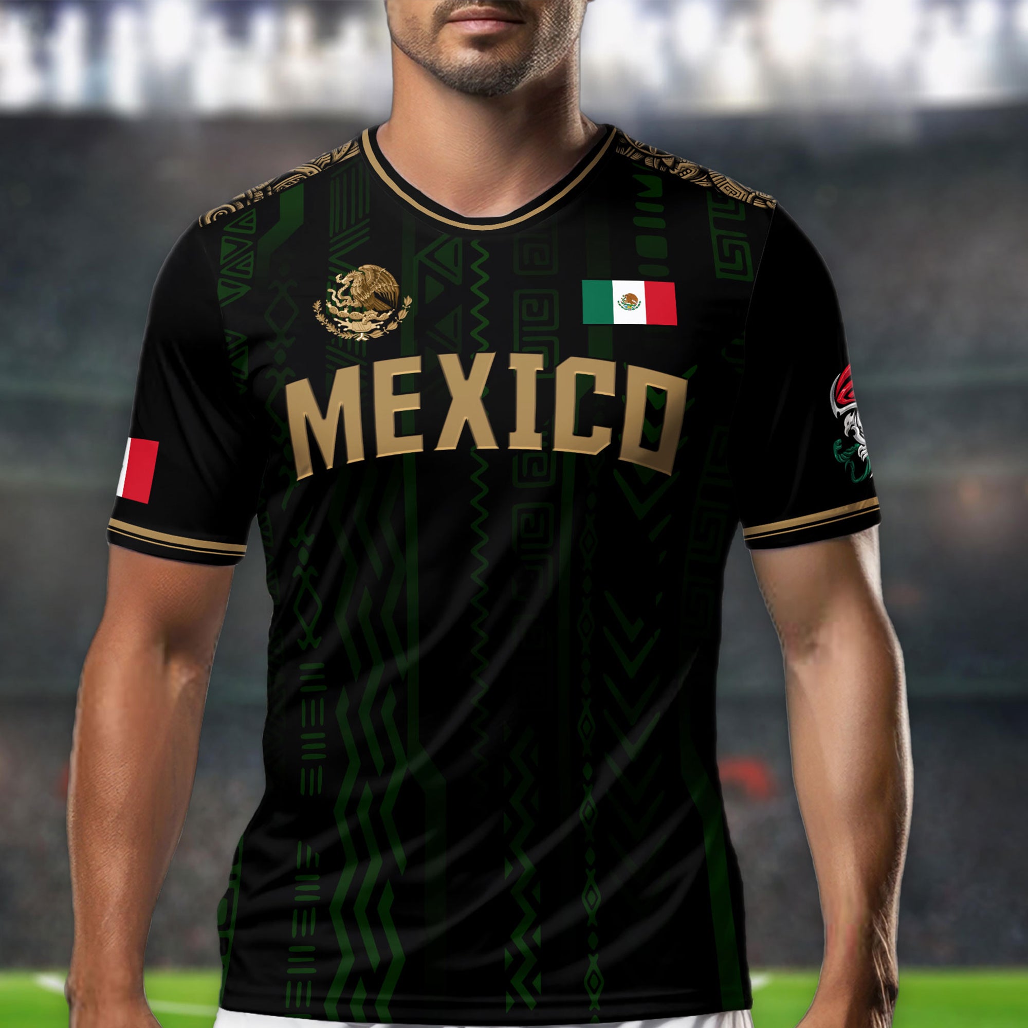 Custom Mexico Soccer Jersey with Name & Number – Aztec Style