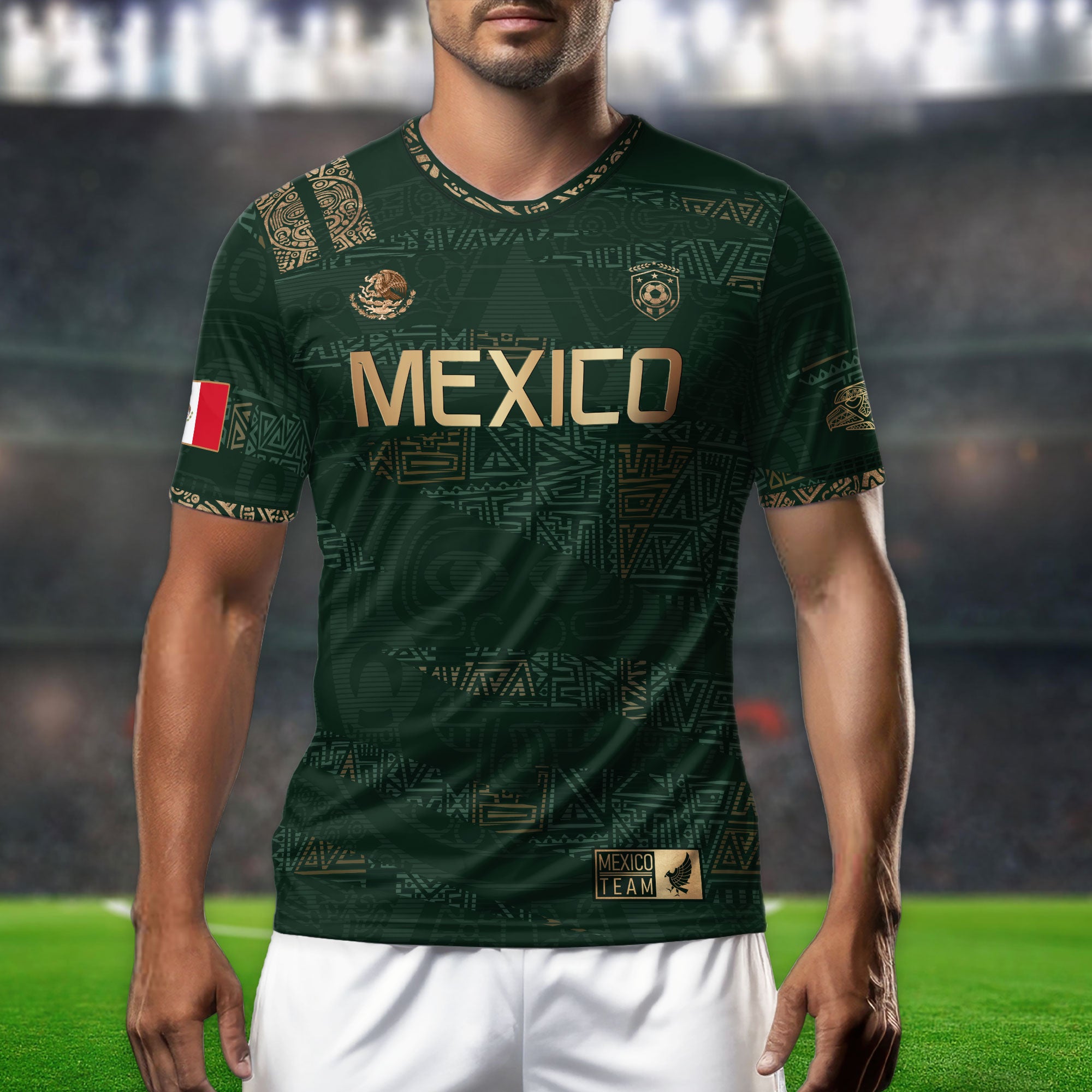 Mexico Green Gold Aztec Heritage Soccer Jersey
