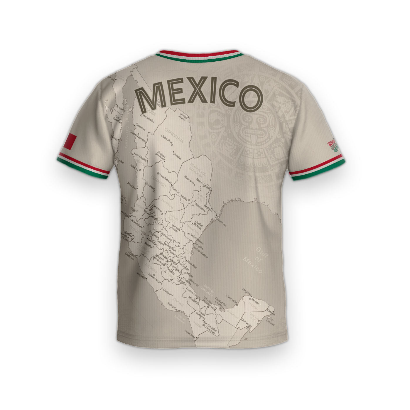 Mexico Soccer Jersey for Kids Beige Map Aztec Design