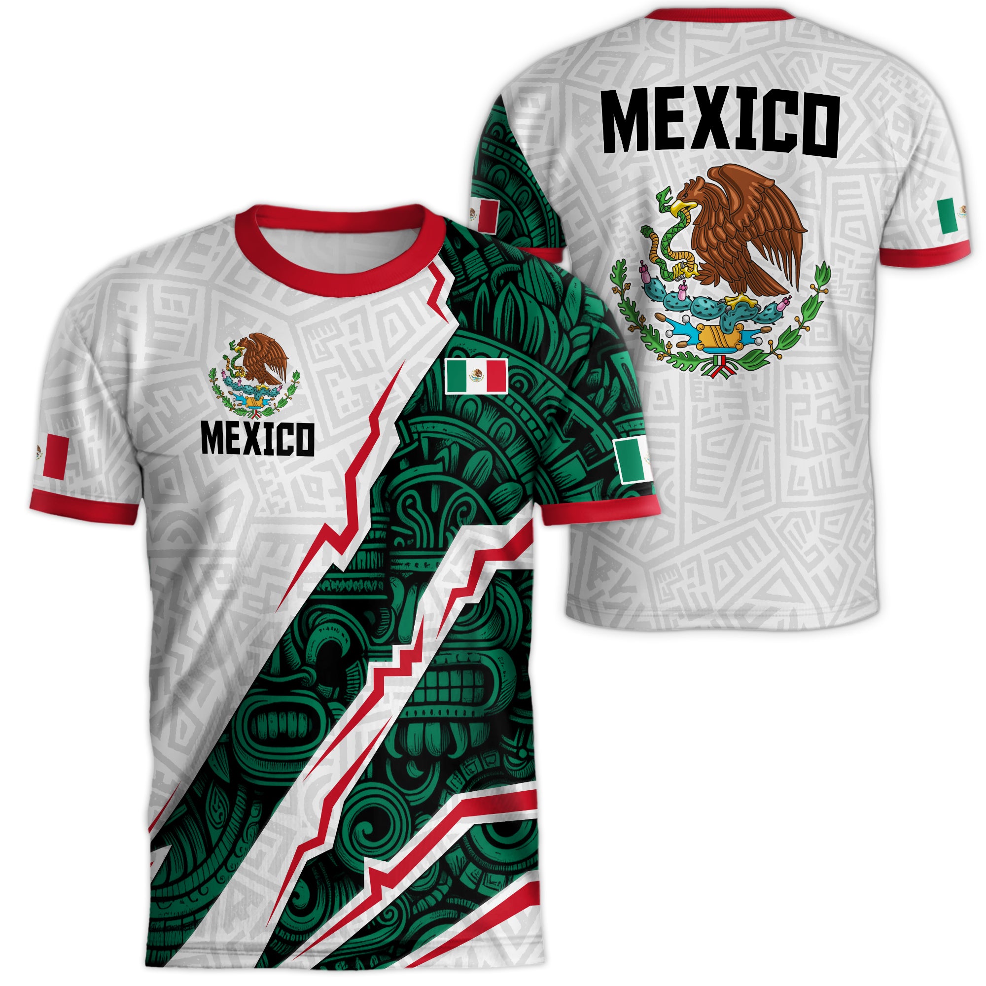 Mexico White Aztec Eagle Design Soccer Jersey