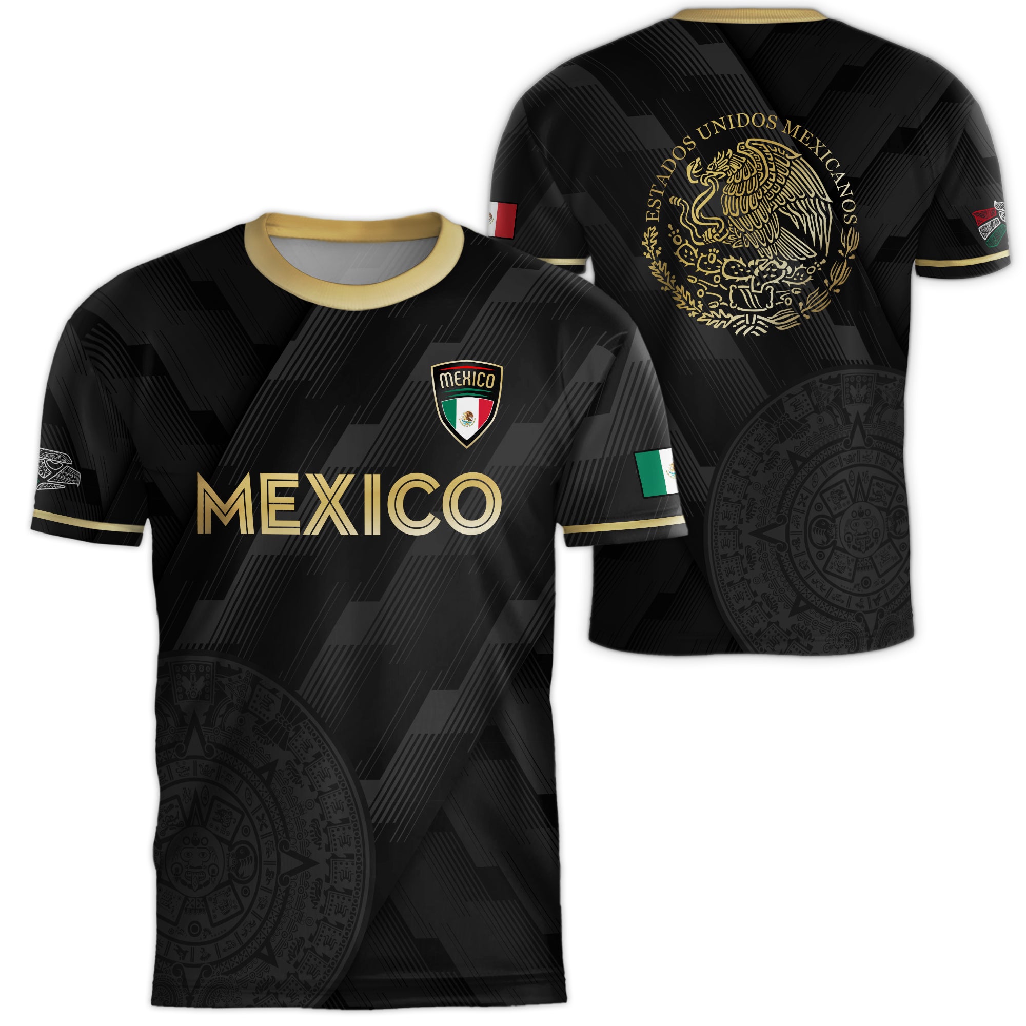 Mexico Soccer Jersey Black Style with Subtle Aztec Design