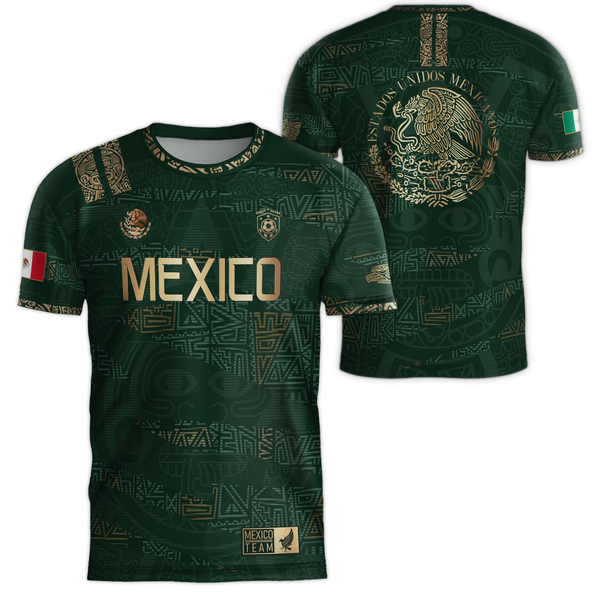 Mexico Green Gold Aztec Heritage Soccer Jersey