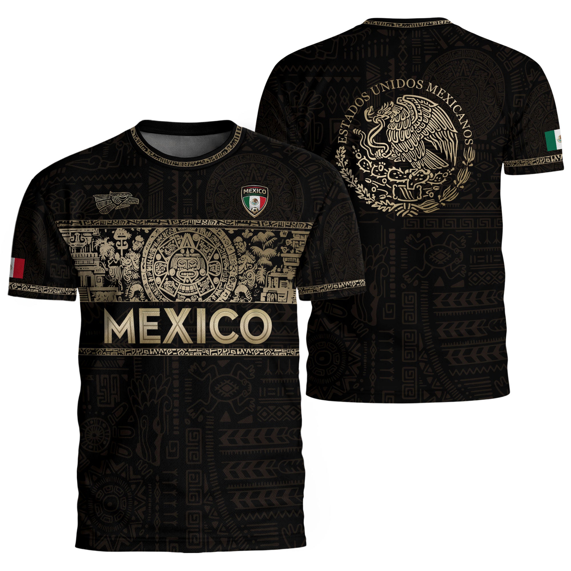 Mexico National Pride Soccer Jersey Black Gold, Cultural Identity Collection