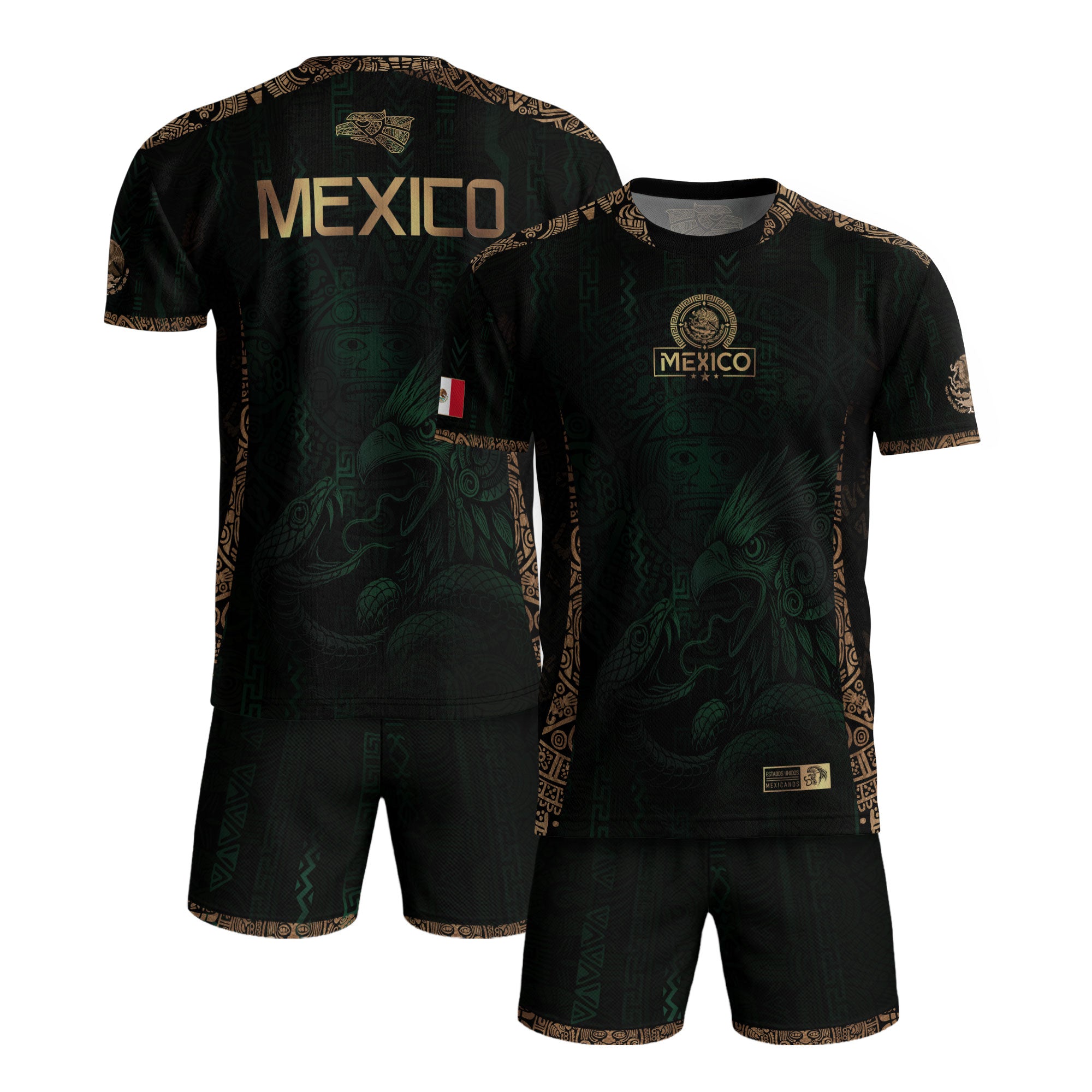 Camiseta de fútbol del Guerrero Águila Azteca Verde y Dorado de México