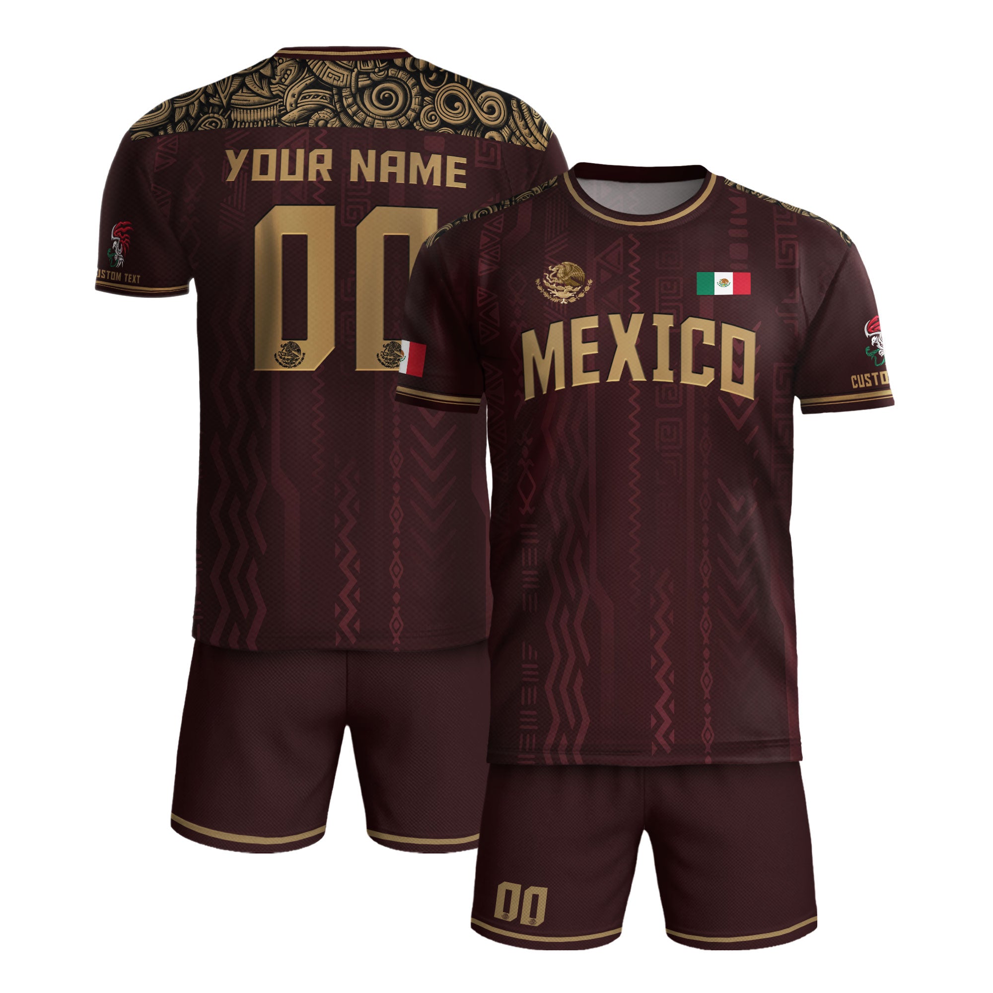 Custom Mexico Aztec Heritage Soccer Jersey Gold Eagle Pride Roots Design Shirt