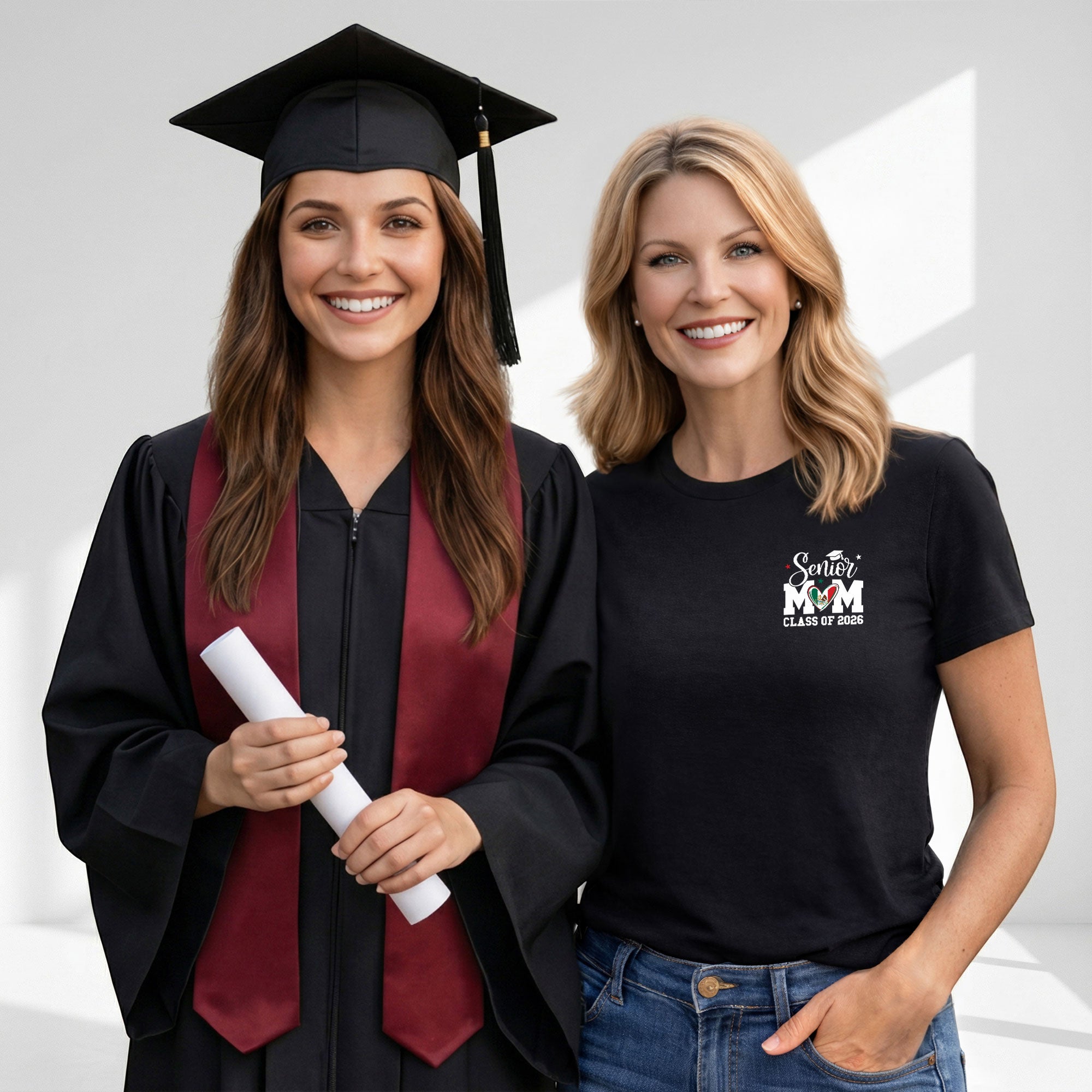 Senior Family Class of 2026 Black T-Shirt - Mexico Flag Heart Graduation Gift Tee