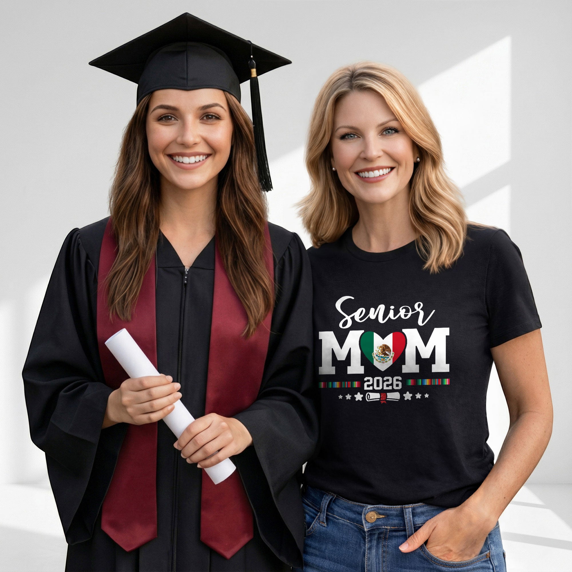 Senior Family 2026 Mexico Flag Heart Shirt - Proud Mexican Serape Graduation Tee