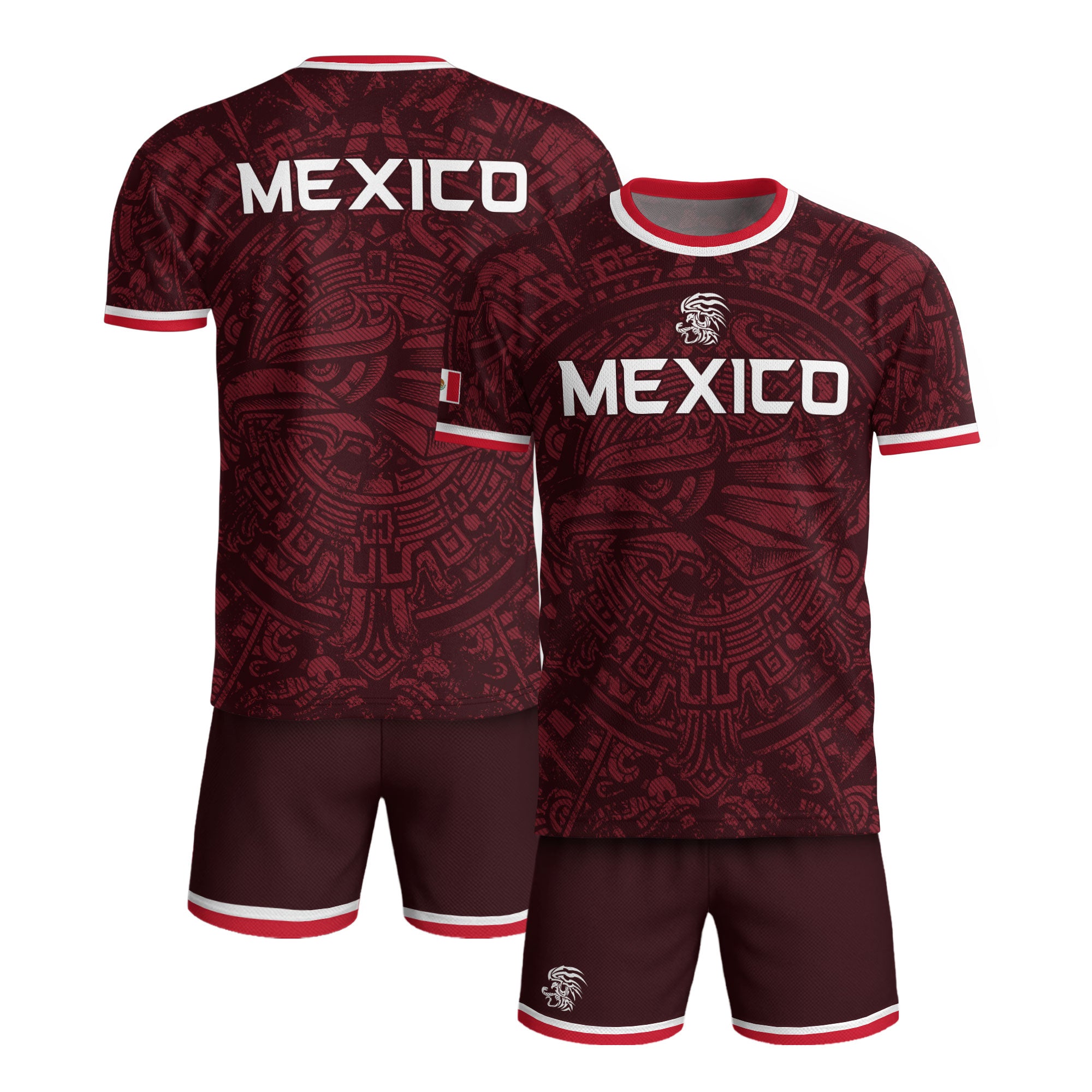 Men's Burgundy Mexico Aztec Eagle Graphic T-Shirt – Tribal Heritage Mexico Print Tee