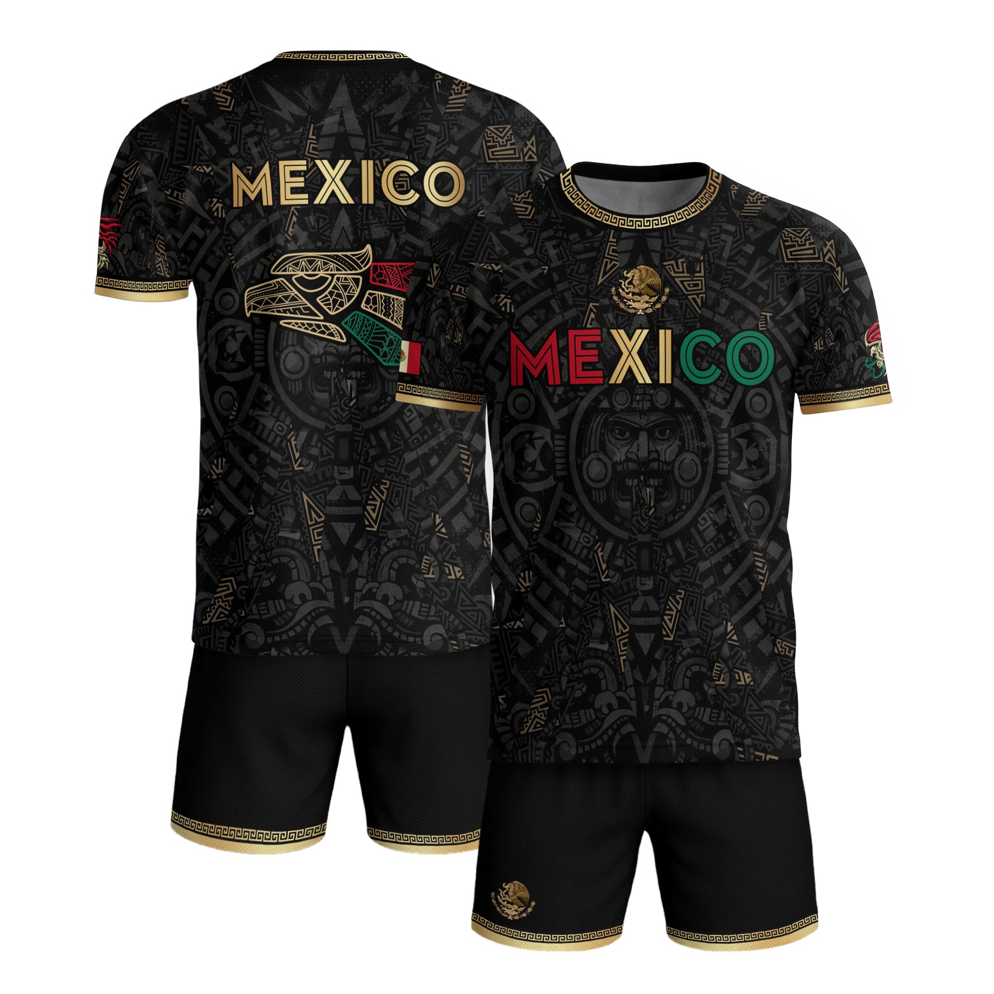 Mexico Soccer Jersey Men – Black Gold Mexican Jersey, Playera de Mexico Hombre