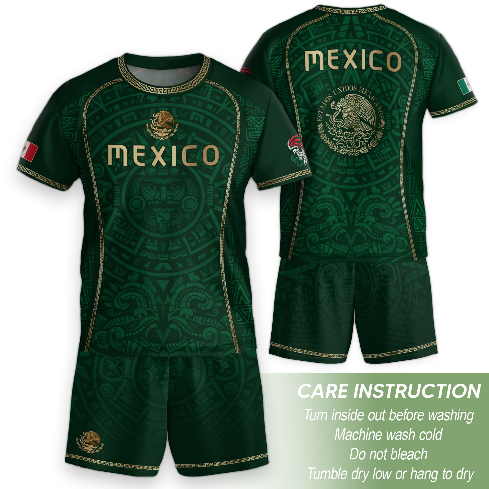 Camiseta de fútbol juvenil con estampado vertical del Águila Dorada Negra de México