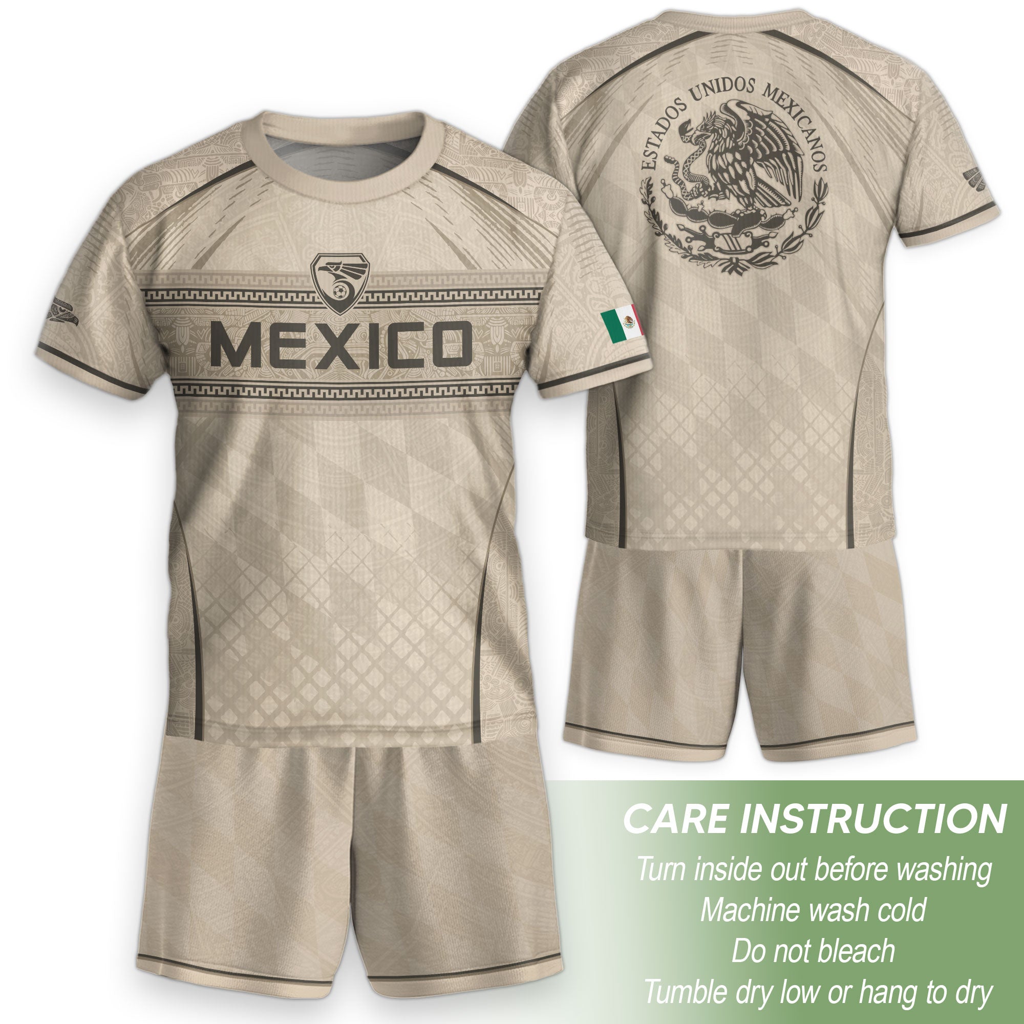 Camiseta de fútbol juvenil con estampado vertical del Águila Dorada Negra de México